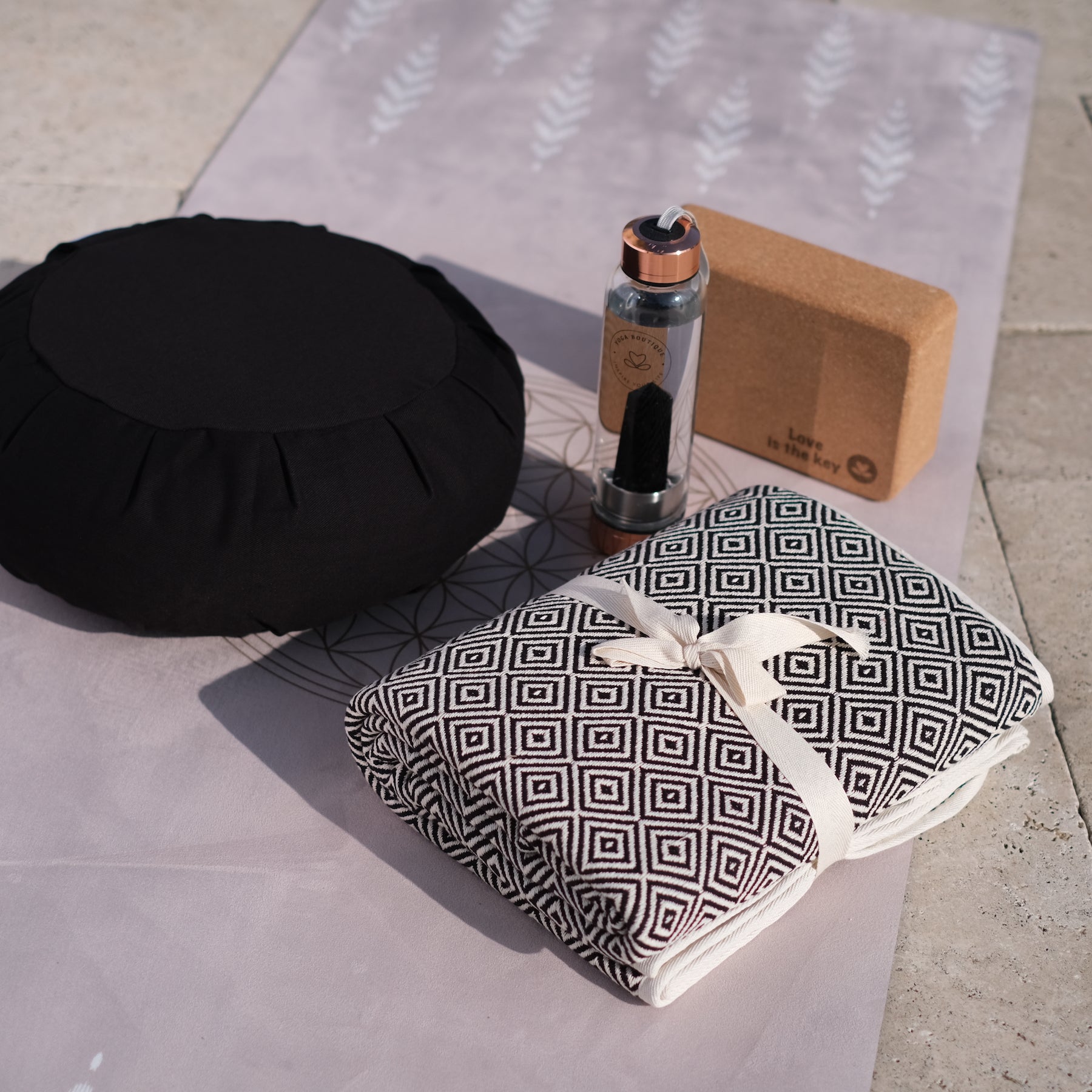 Lot De 4 Sangles De Yoga En Coton Noir - 6 Pieds/1m80 Avec Anneaux D - MUNE Lifestyle