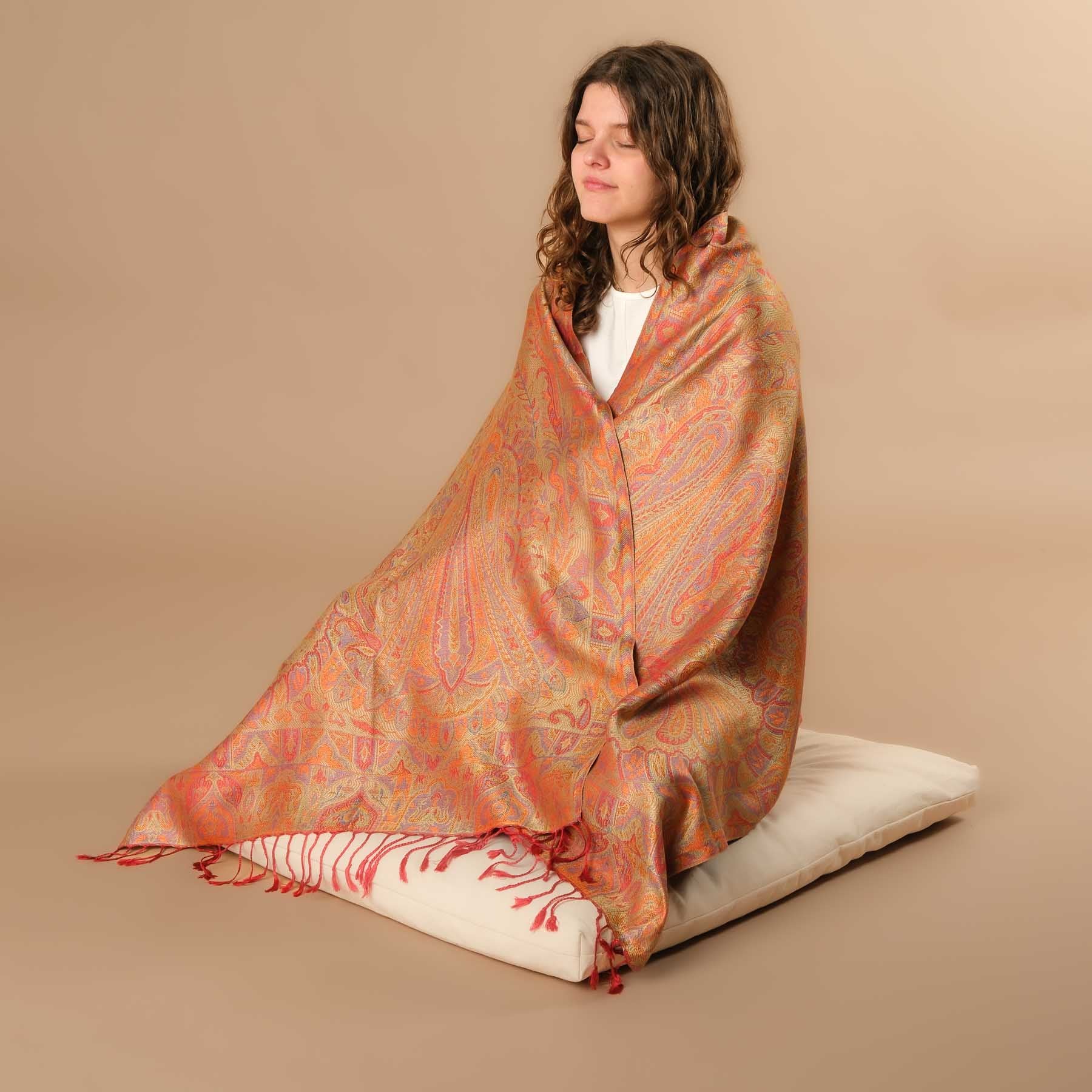 Meditationstuch Schal Seide Abendrot