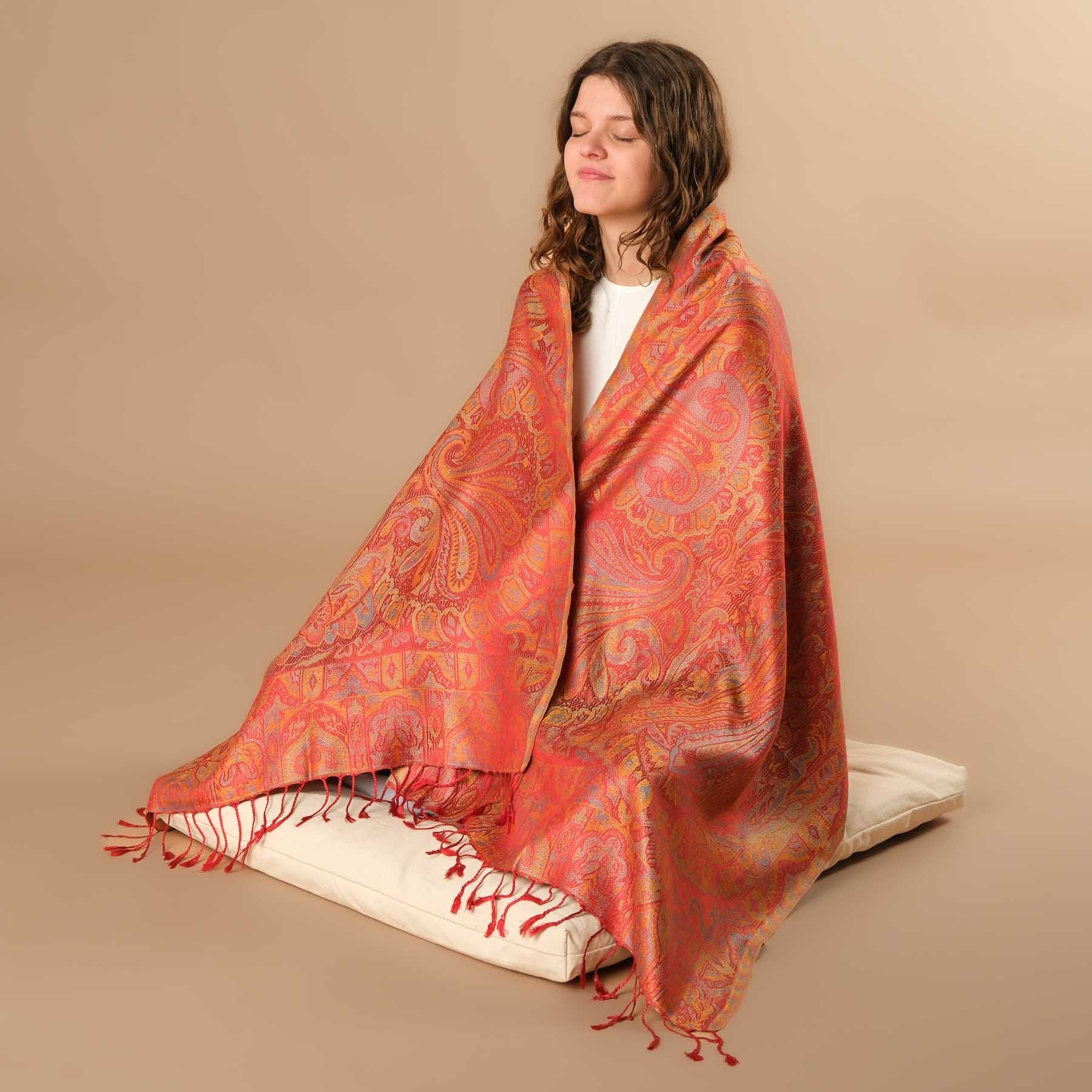 Meditationstuch Schal Seide Abendrot