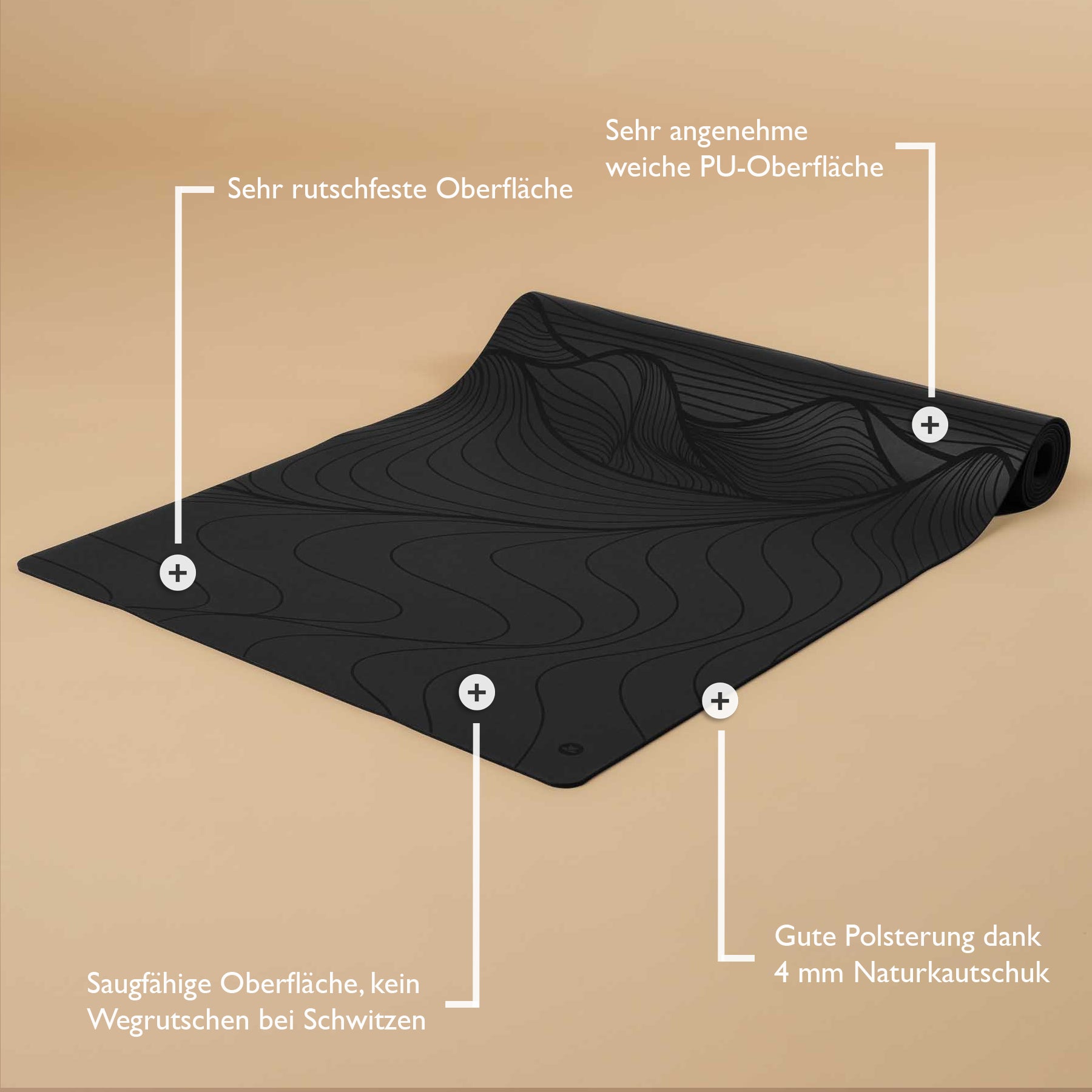 Yogamatte SuperGrip 2.0 Sahara schwarz