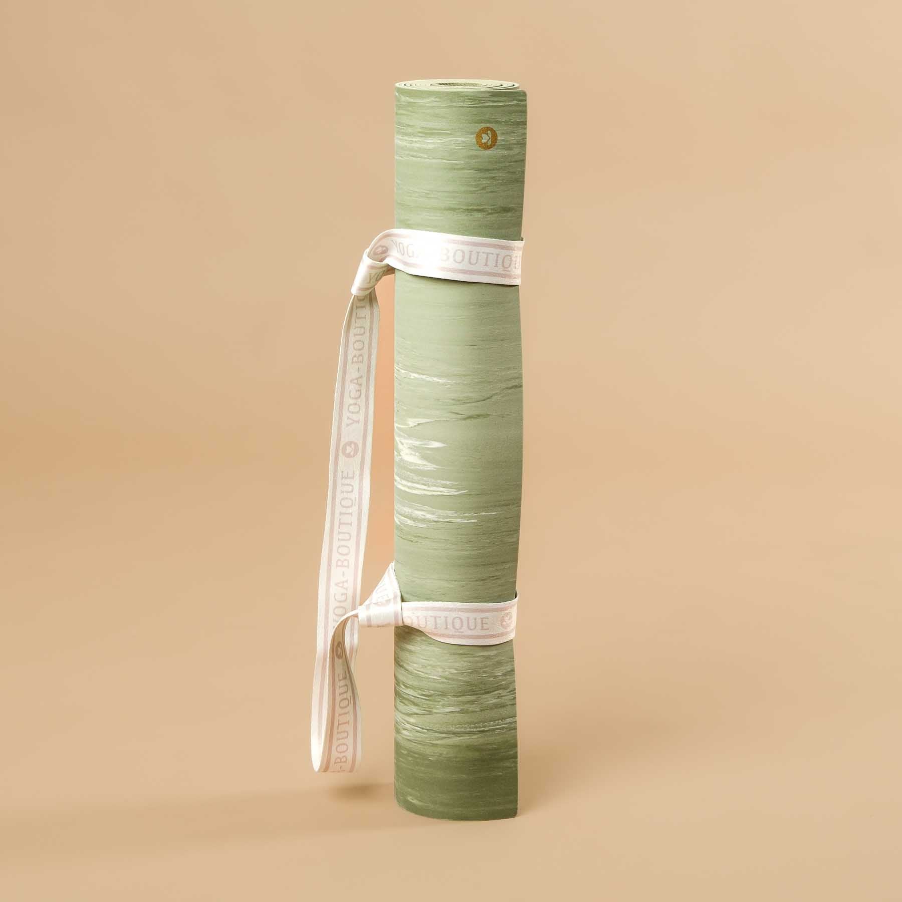 Tappetino da yoga in gomma naturale antiscivolo, effetto marmo, verde oliva