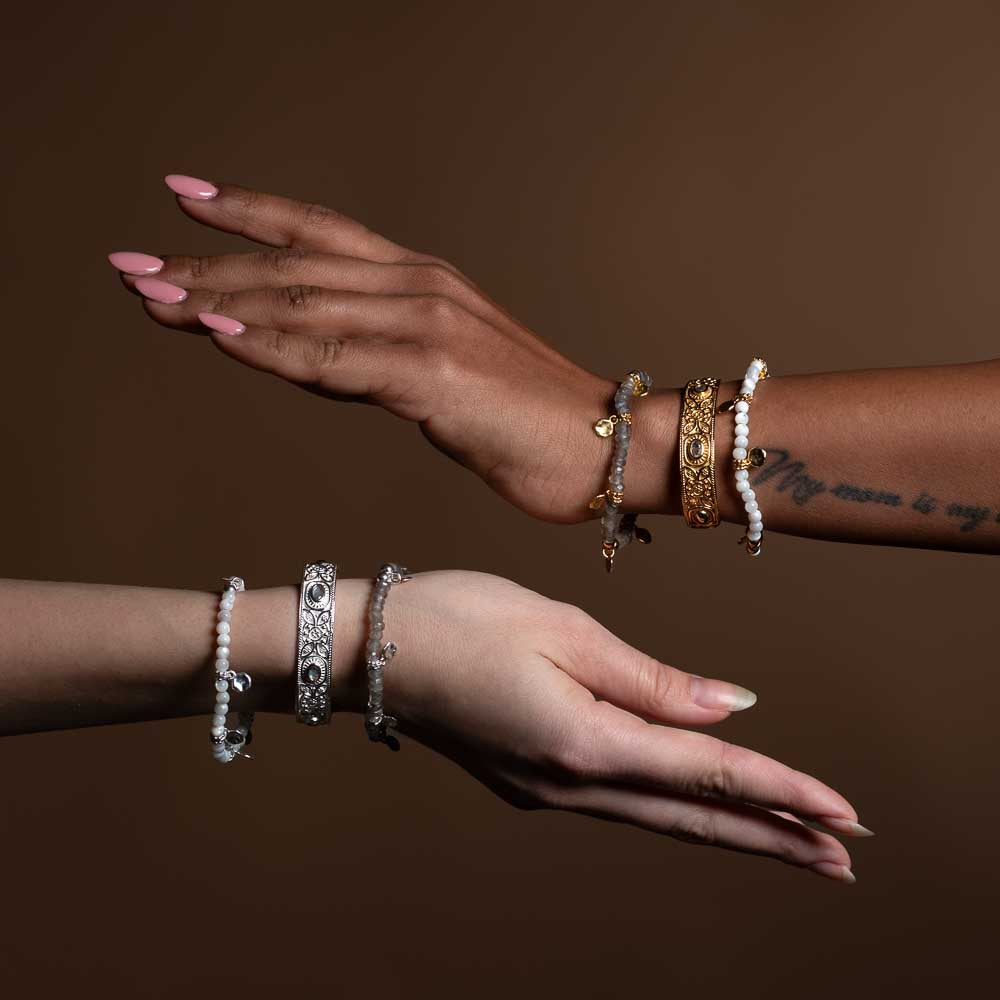 Bracelet Ananda en labradorite argentée