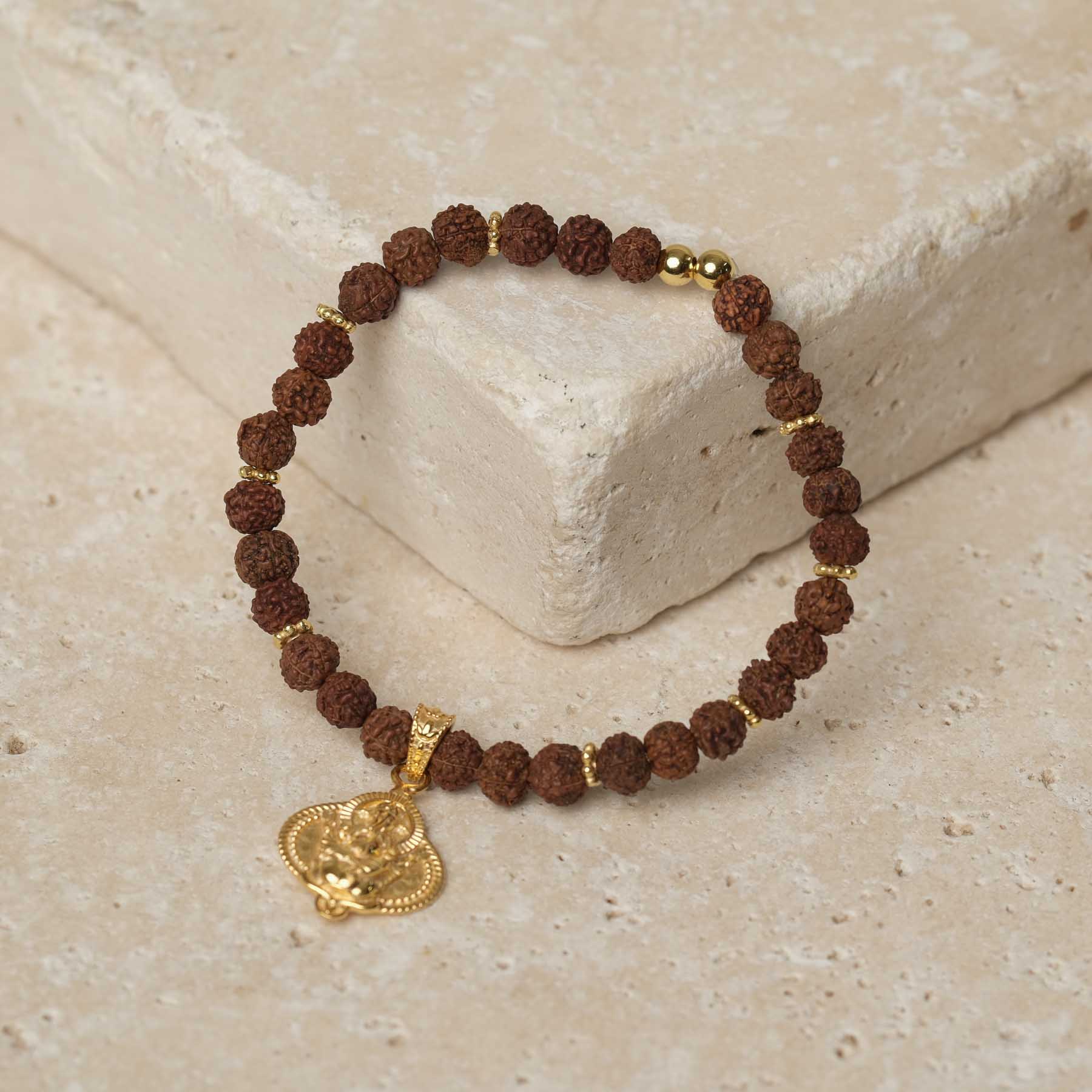 Armband Ganesh mit Rudraksha Perlen gold