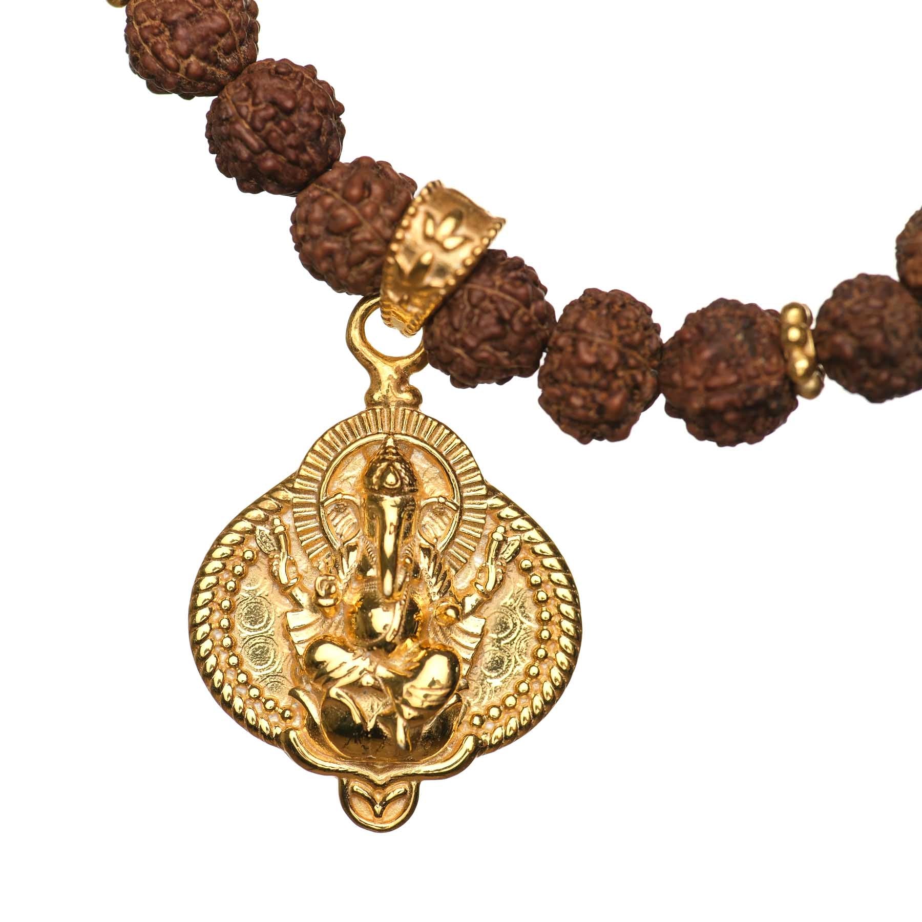 Armband Ganesh mit Rudraksha Perlen gold