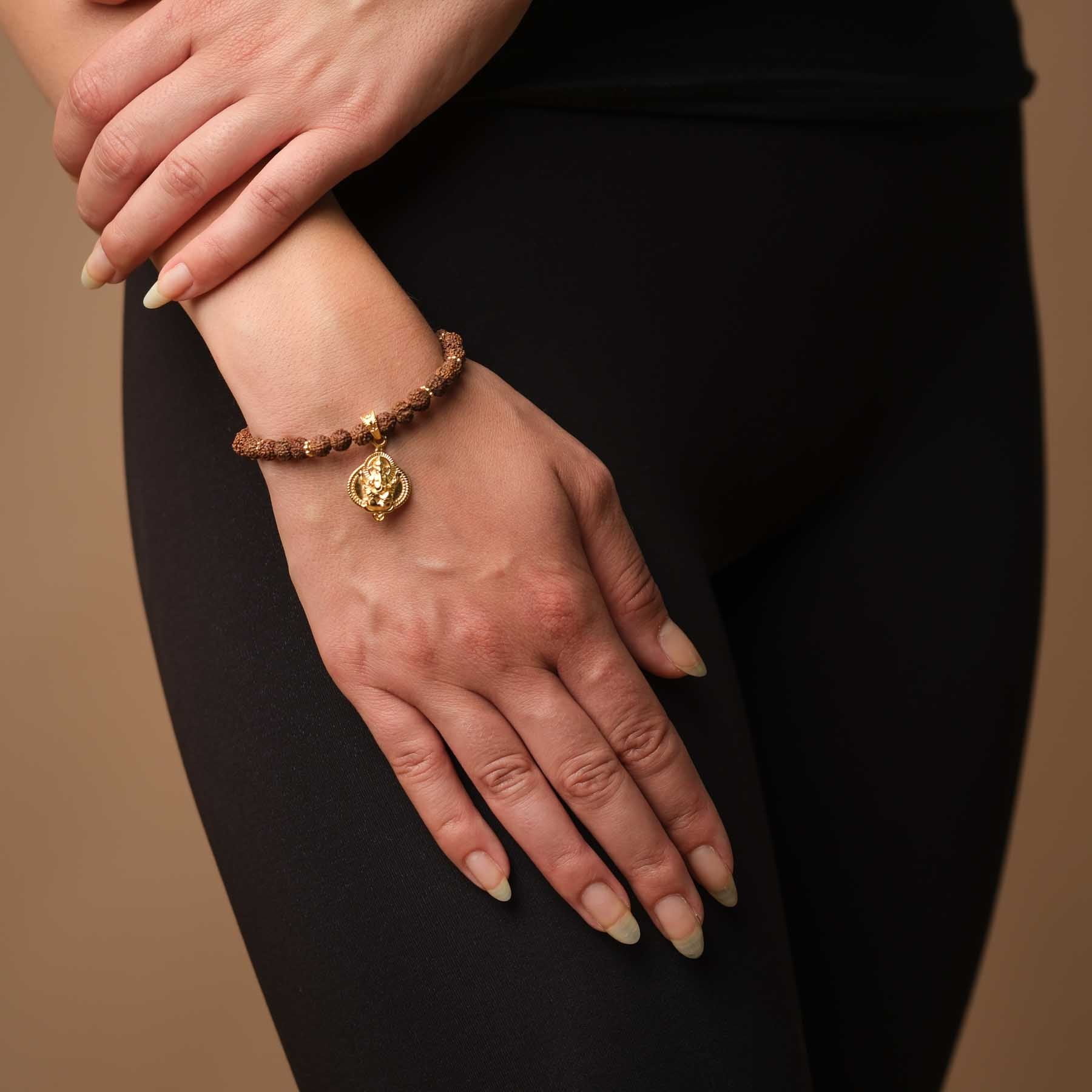 Armband Ganesh mit Rudraksha Perlen gold