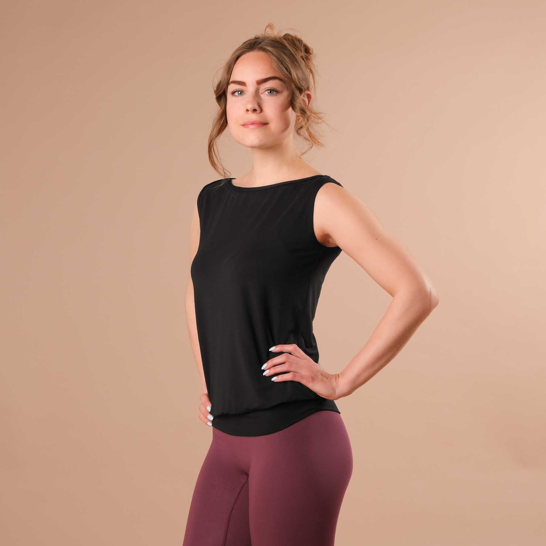 Yoga Bateau Tank Top - Nachhaltig in der Schweiz gemacht schwarz