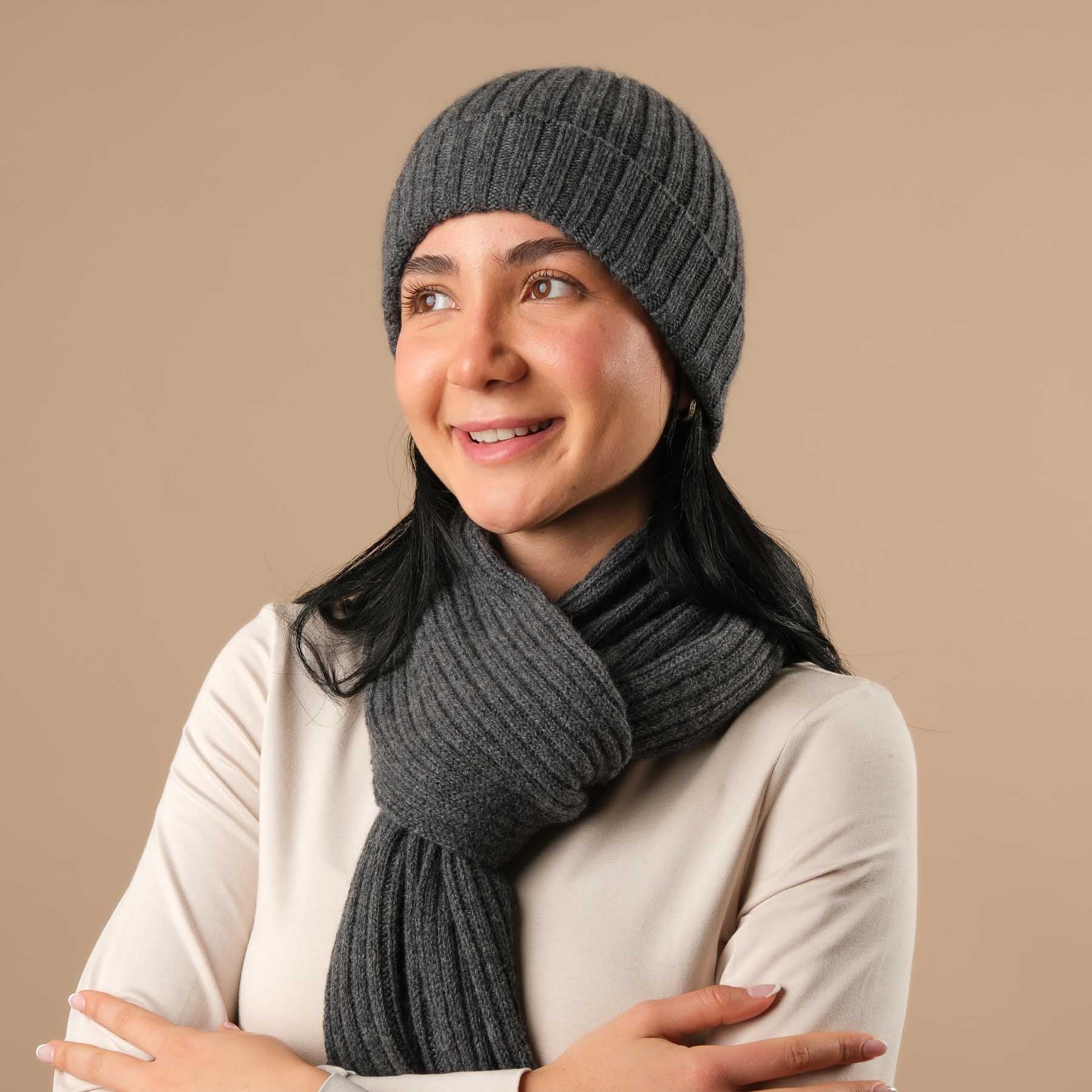 Kaschmir Schal gerippt anthrazit