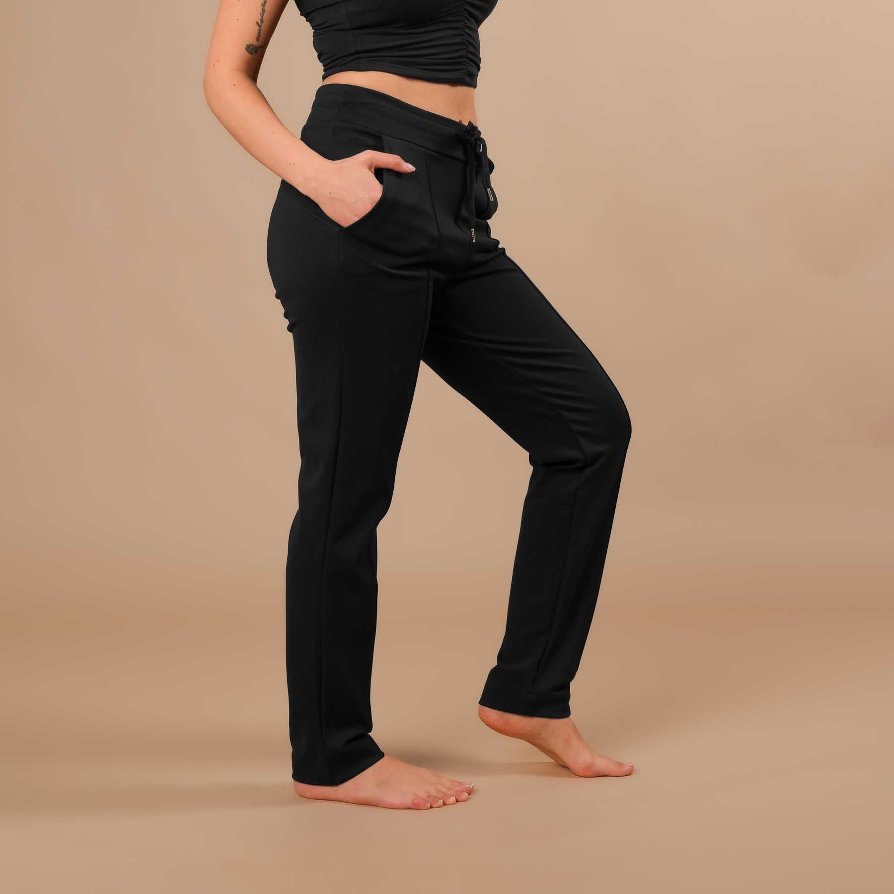 Business Jogger Hose Damen – elastische Businesshose mit Biese schwarz