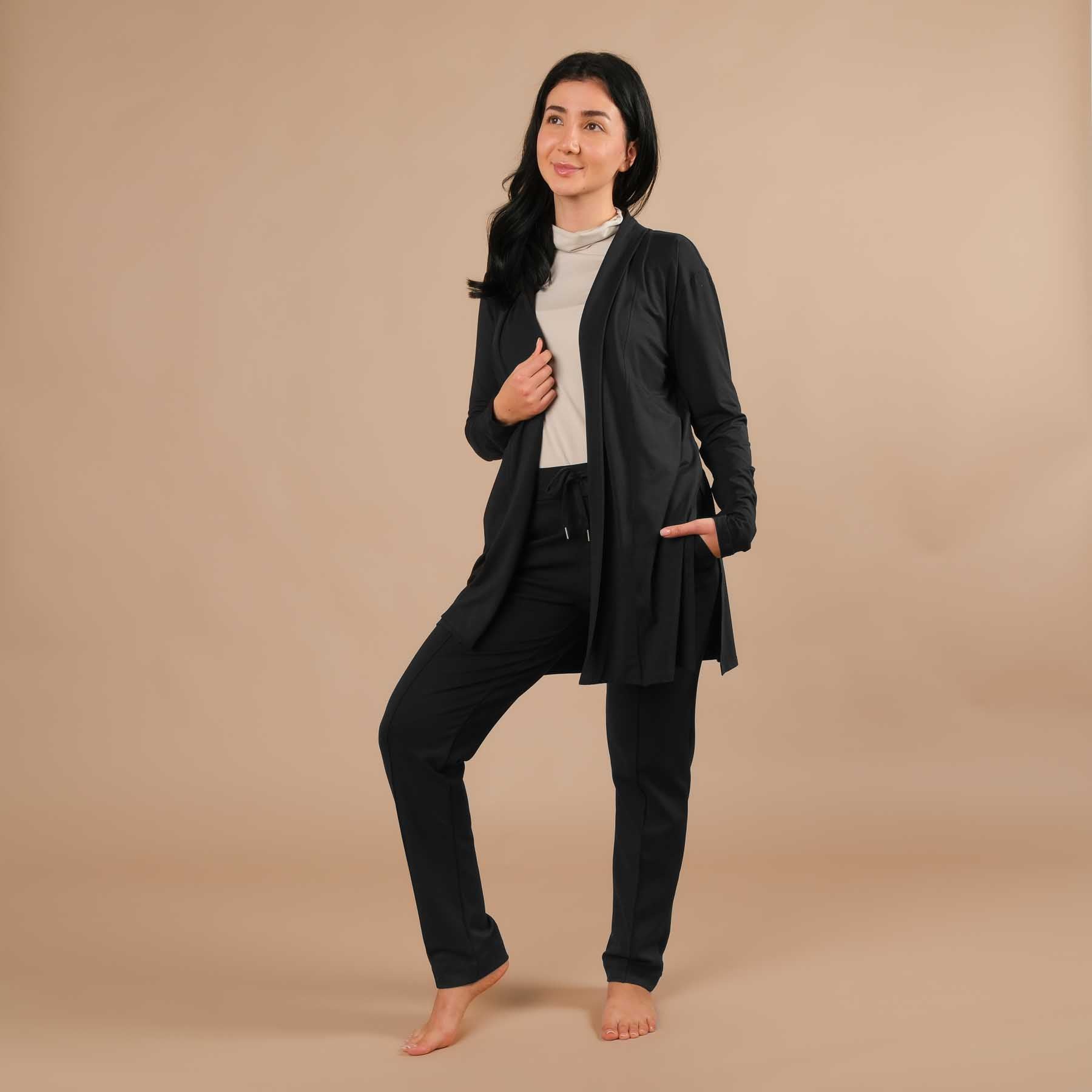 Business Jogger Hose Damen – elastische Businesshose mit Biese schwarz