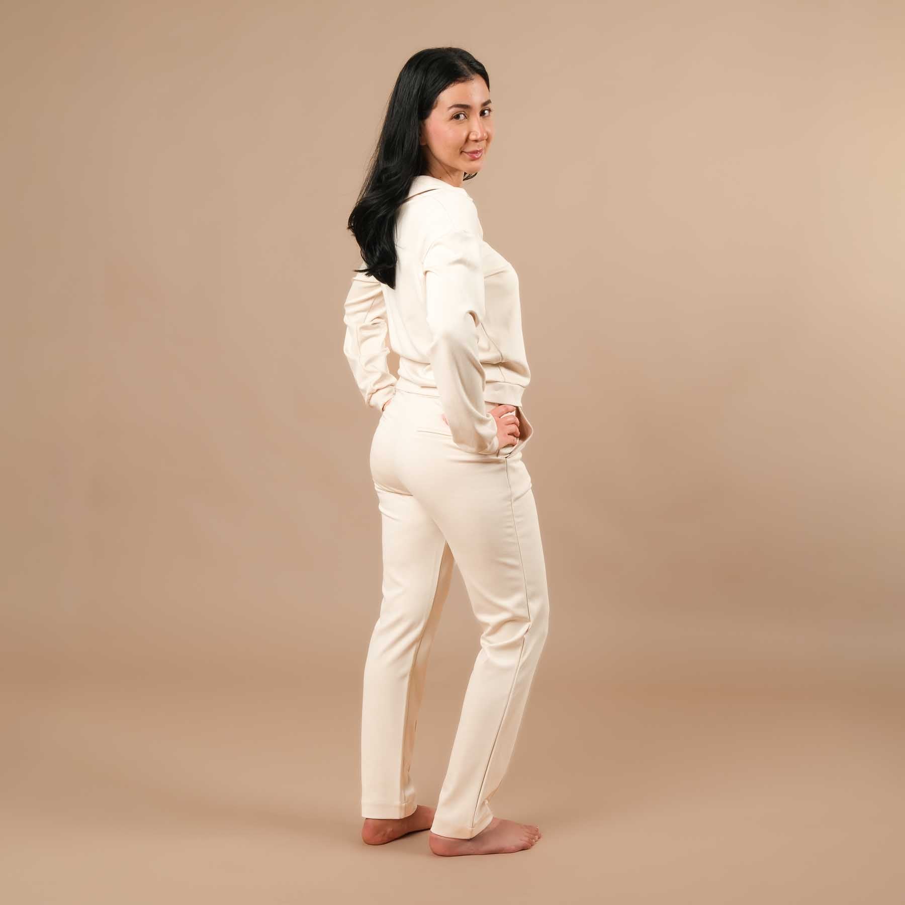 Eleganter Business Sweater Damen – ideal fürs Büro, Homeoffice und Reisen ecru