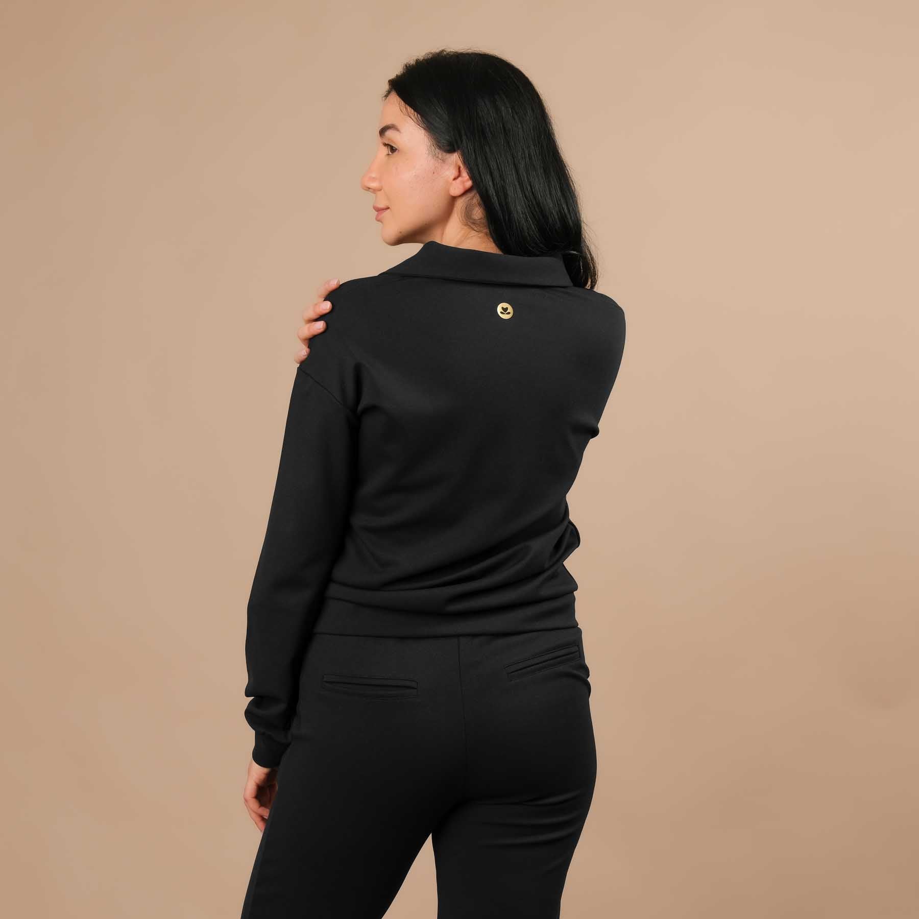 Eleganter Business Sweater Damen – ideal fürs Büro, Homeoffice und Reisen schwarz