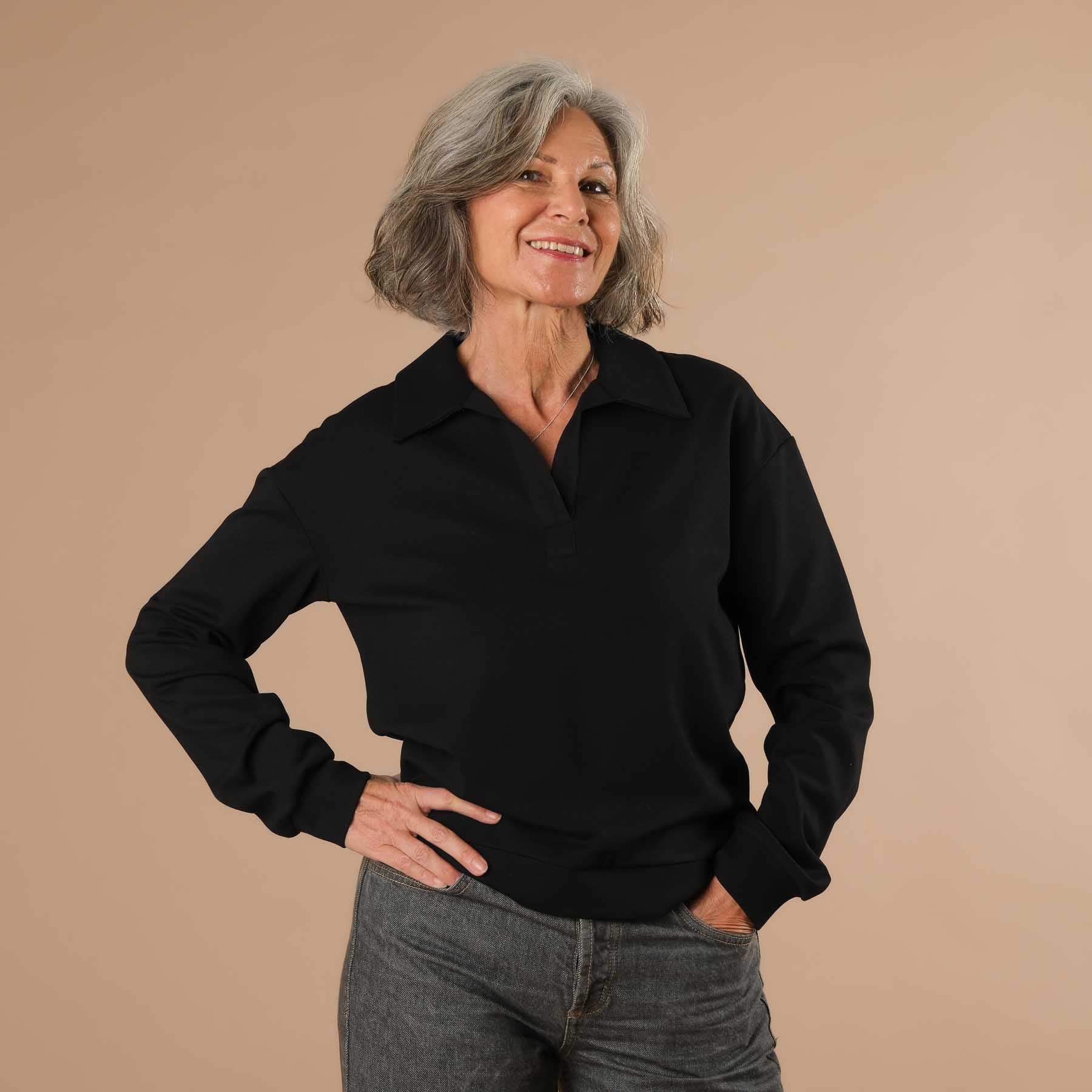 Eleganter Business Sweater Damen – ideal fürs Büro, Homeoffice und Reisen schwarz