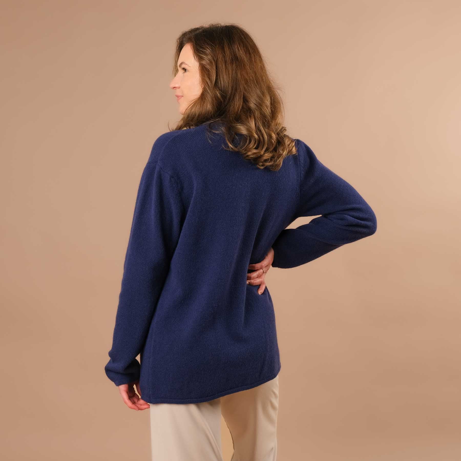 Merino Kaschmir Cardigan, Yoga Cardigan, nachhaltig, elegant blau