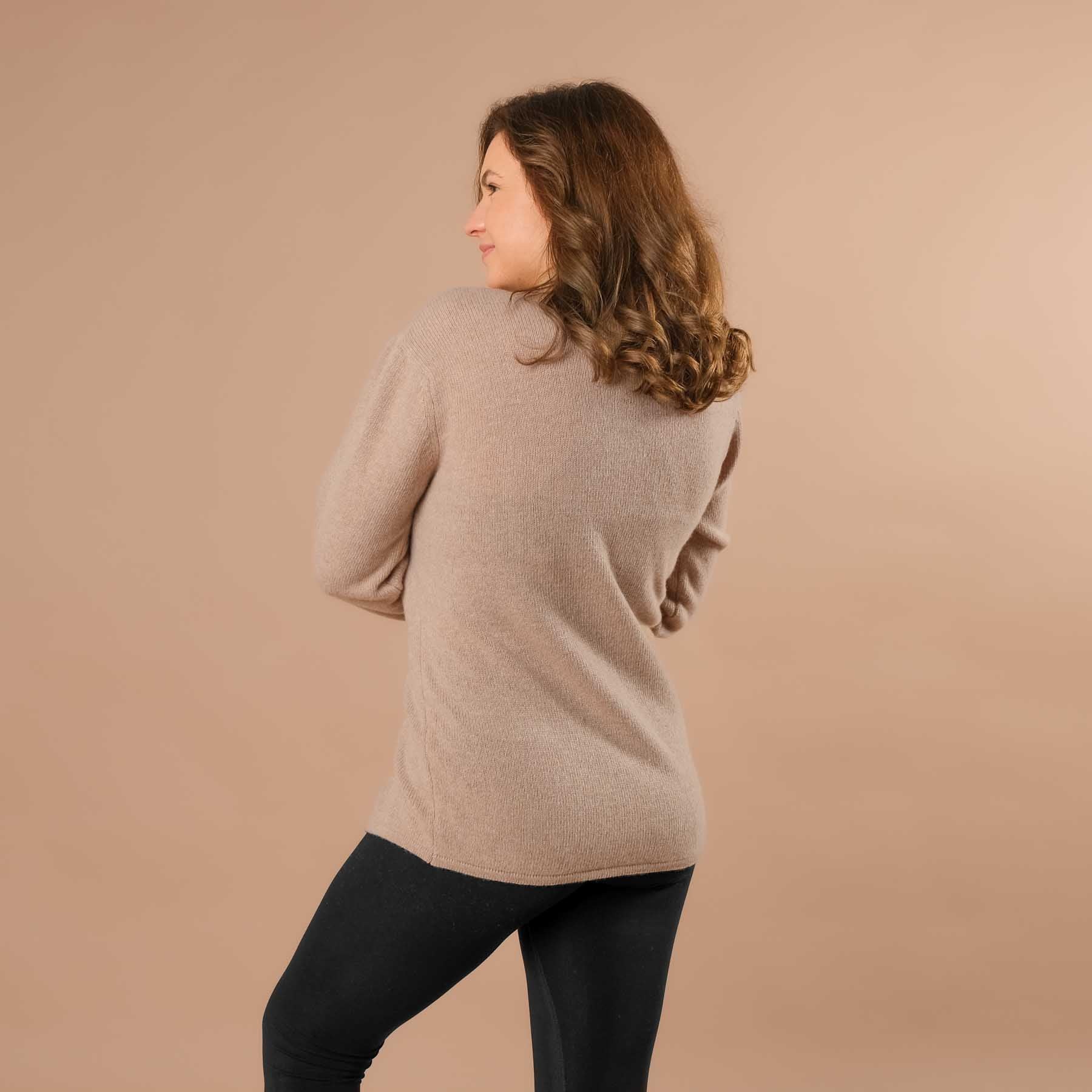 Merino Kaschmir Cardigan, Yoga Cardigan, nachhaltig, elegant beige