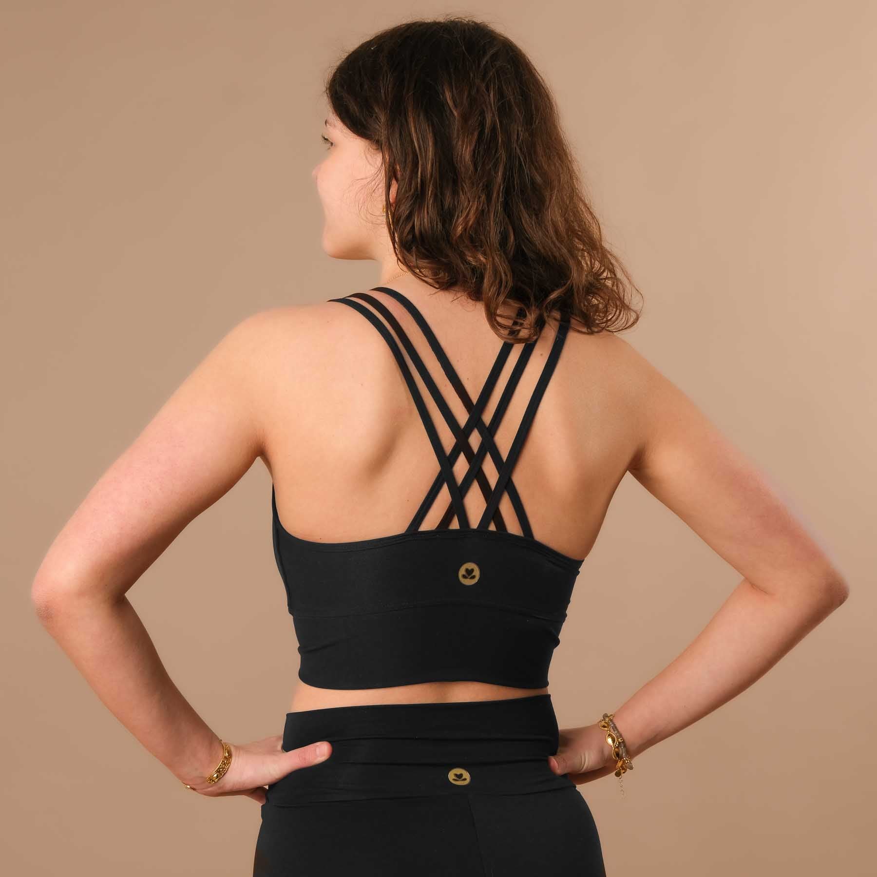 Yoga Crop Top CrissCross Bra schwarz, unglaublicher Tragekomfort und super weich auf der Haut