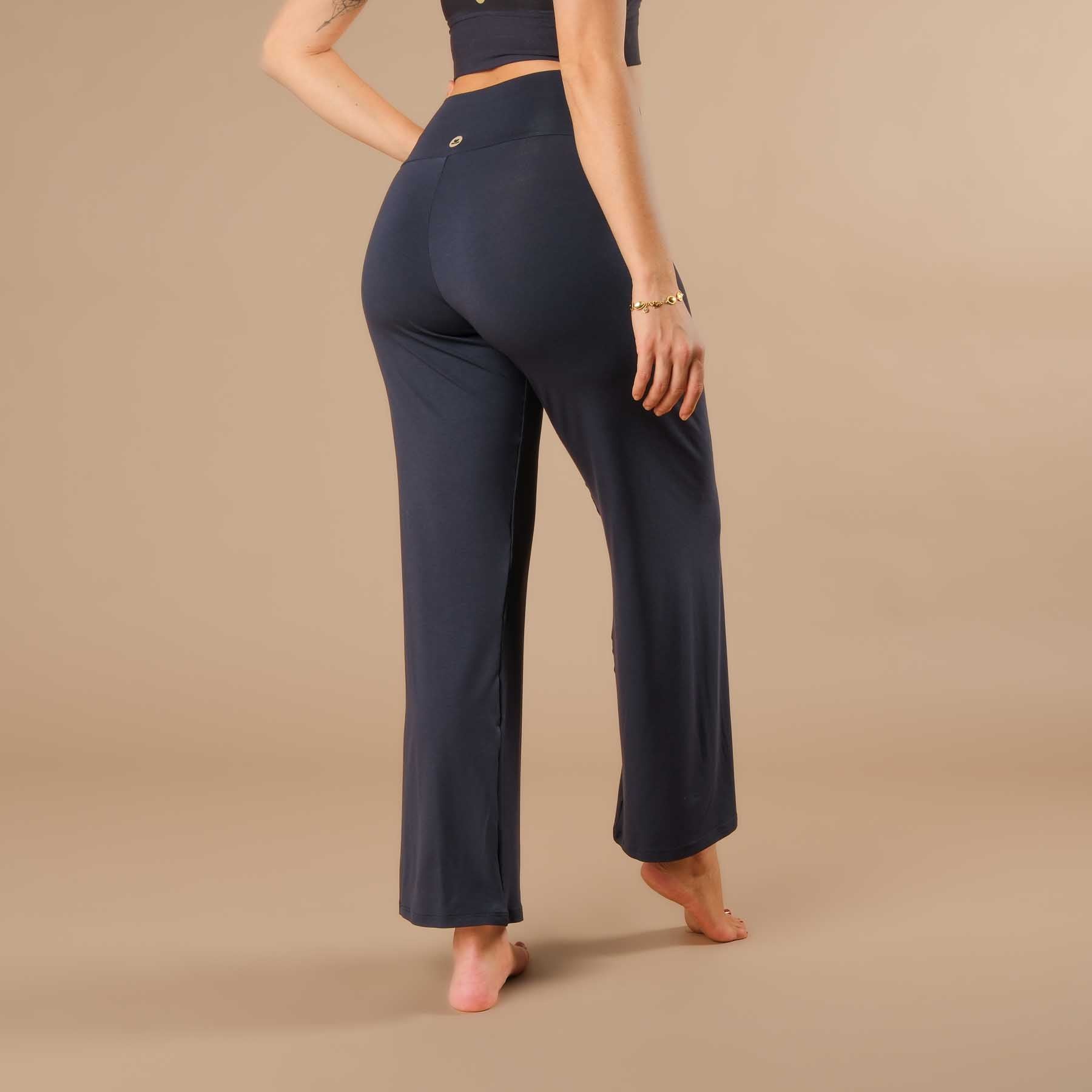 Pantalon de yoga long Yoga Culotte Comfy durable en Tencel bleu marine