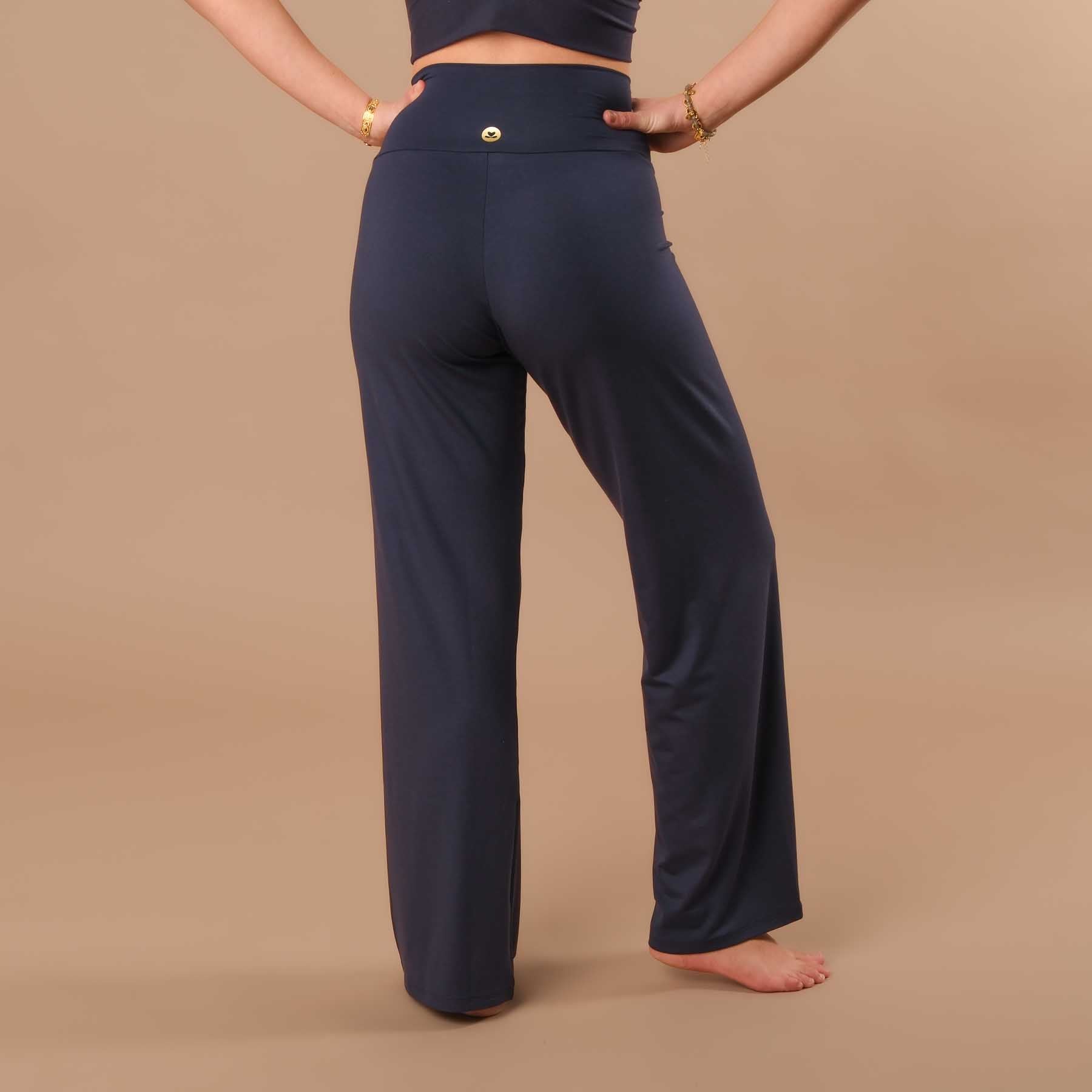 Pantalon de yoga long Yoga Culotte Comfy durable en Tencel bleu marine