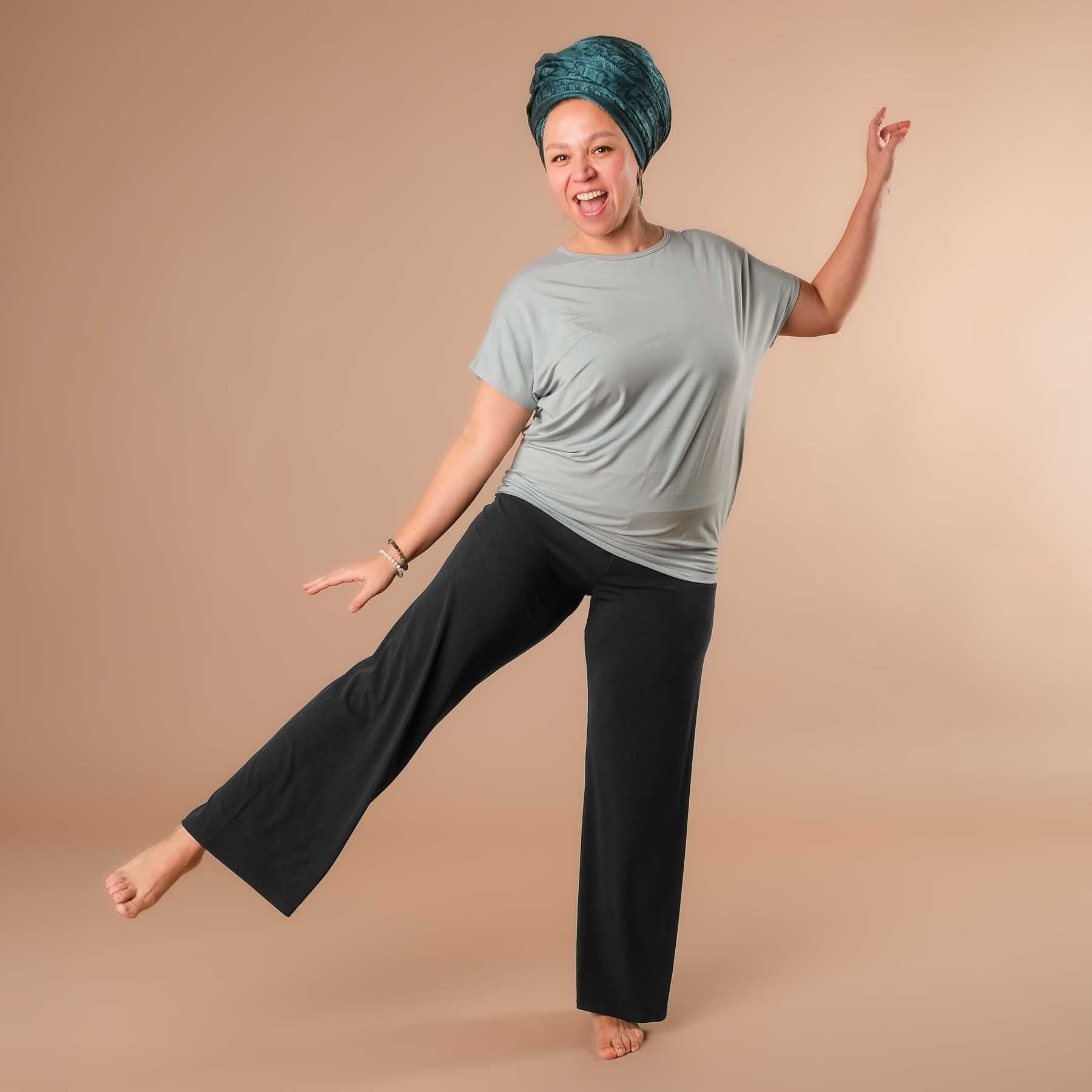 Culotte de yoga longue et confortable Pantalon de yoga durable en Tencel noir