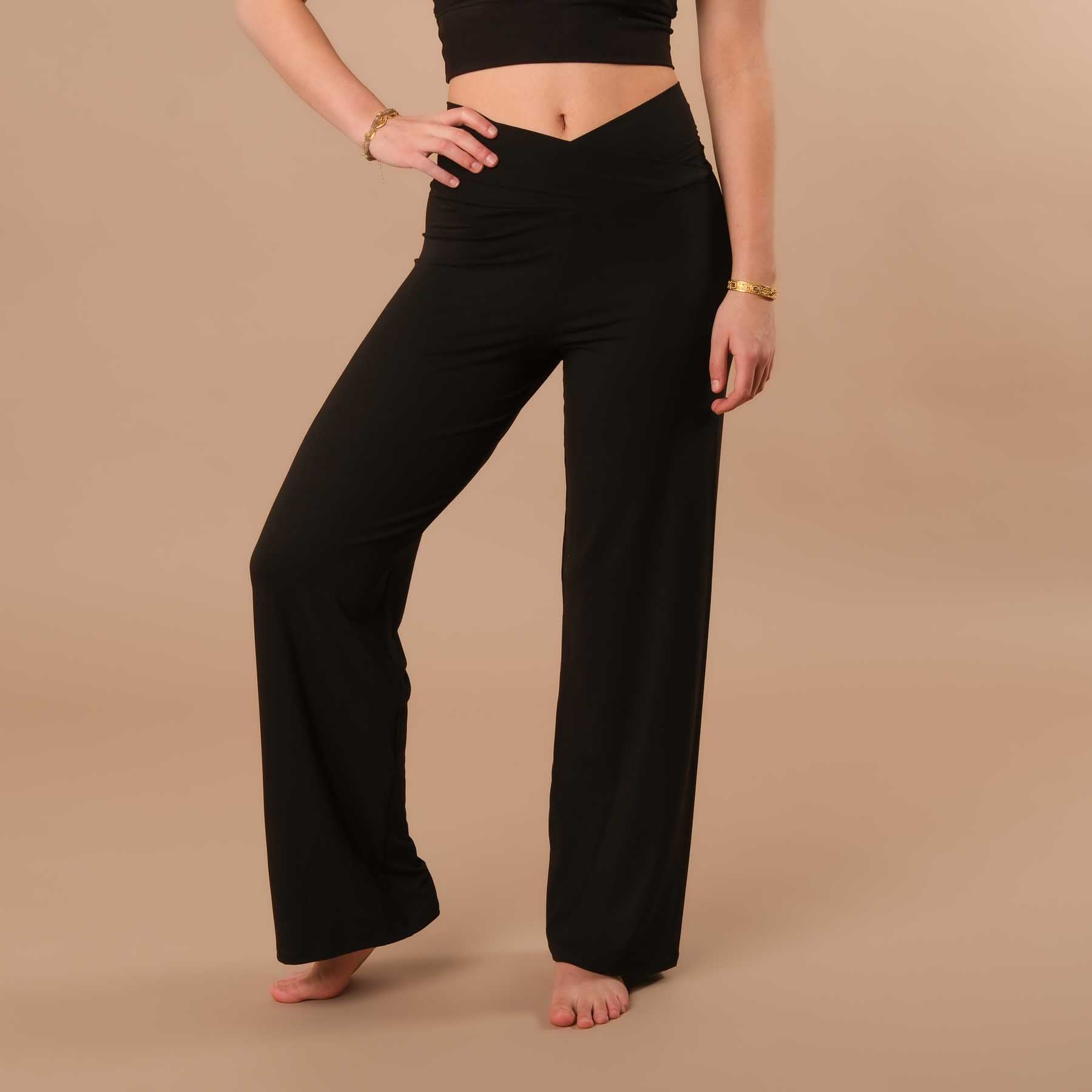 Yoga Culotte Comfy lunghi Pantaloni yoga sostenibili in Tencel nero