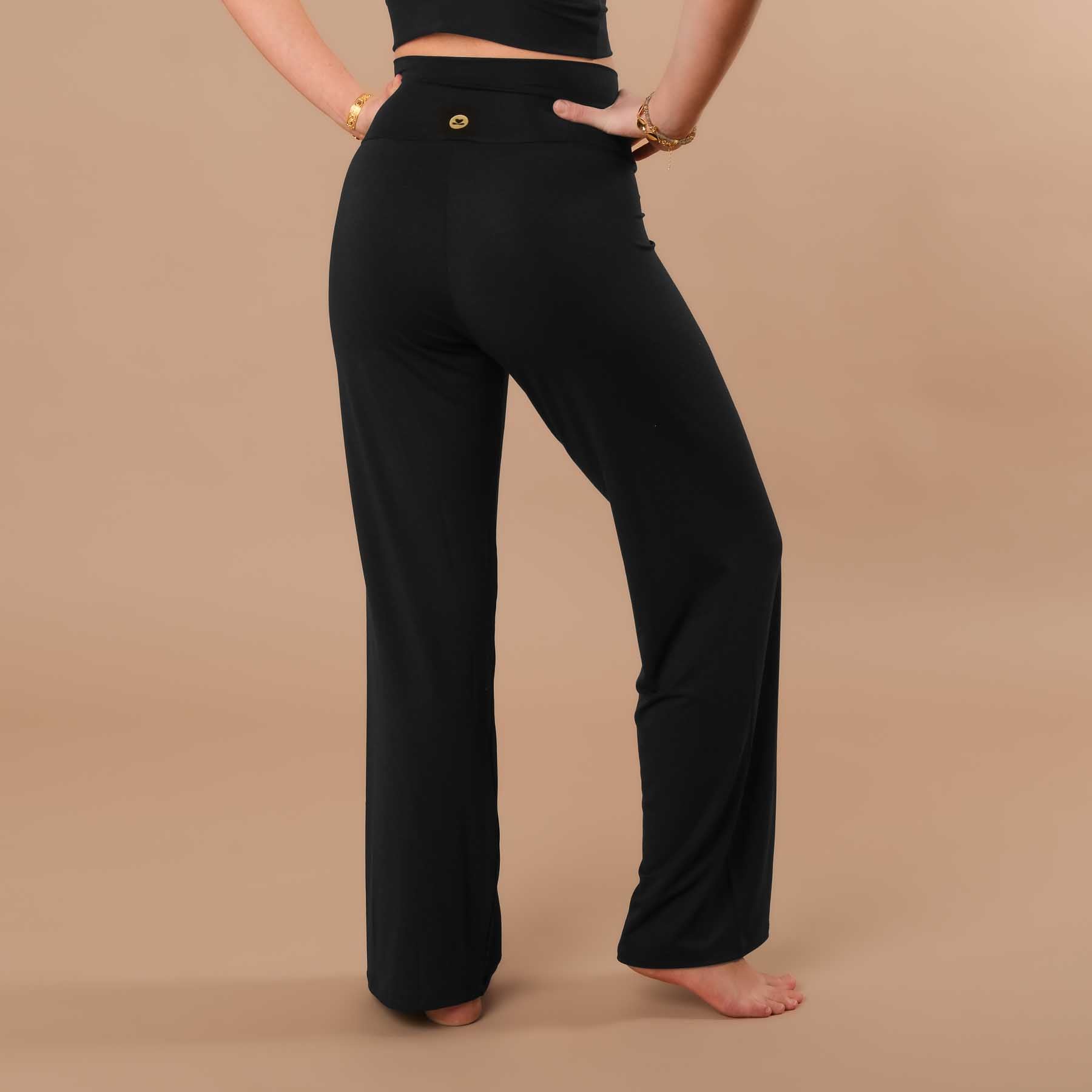 Yoga Culotte Comfy lunghi Pantaloni yoga sostenibili in Tencel nero