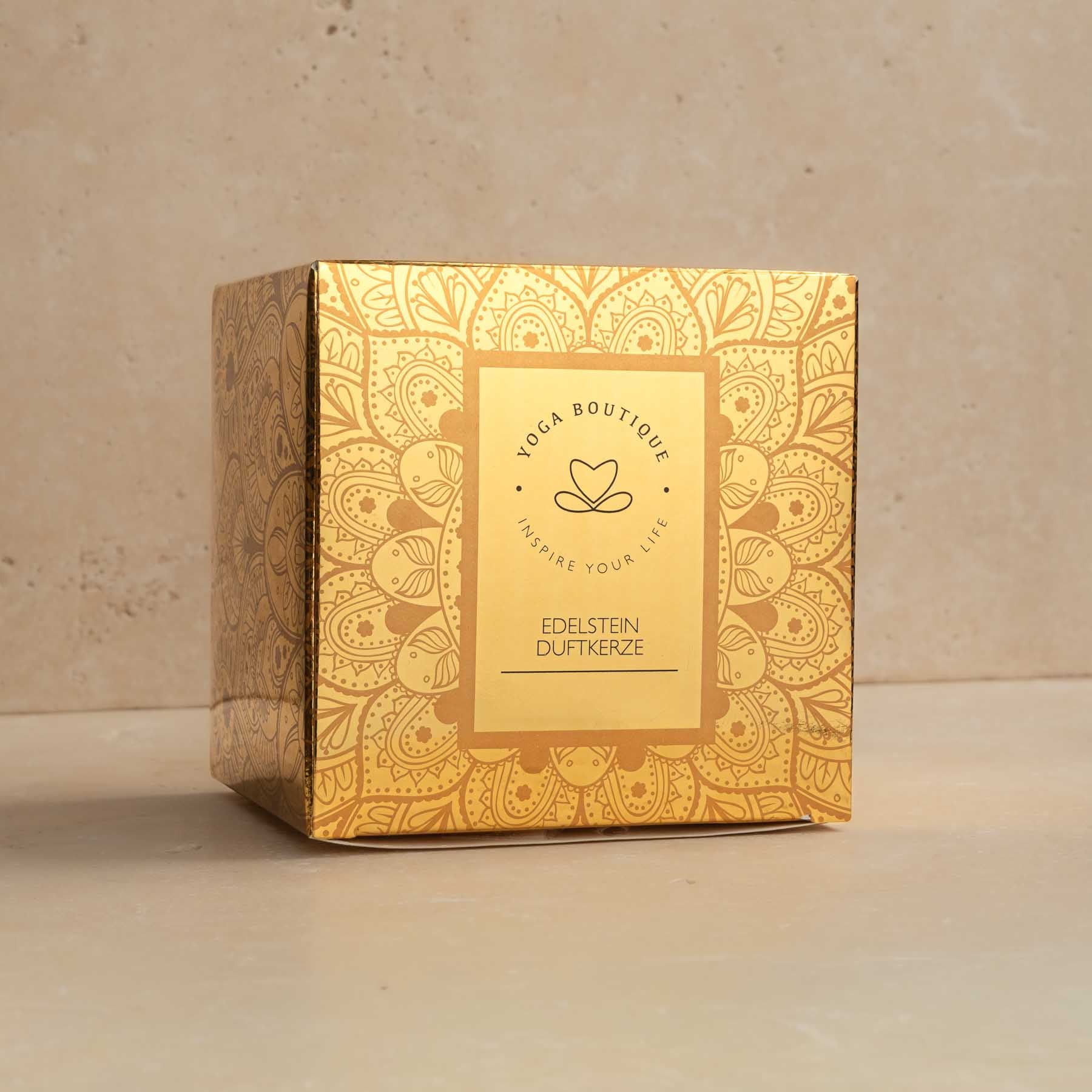 Duftkerze im Glas Rose, Amber & Musk mit Edelsteinen anthrazit