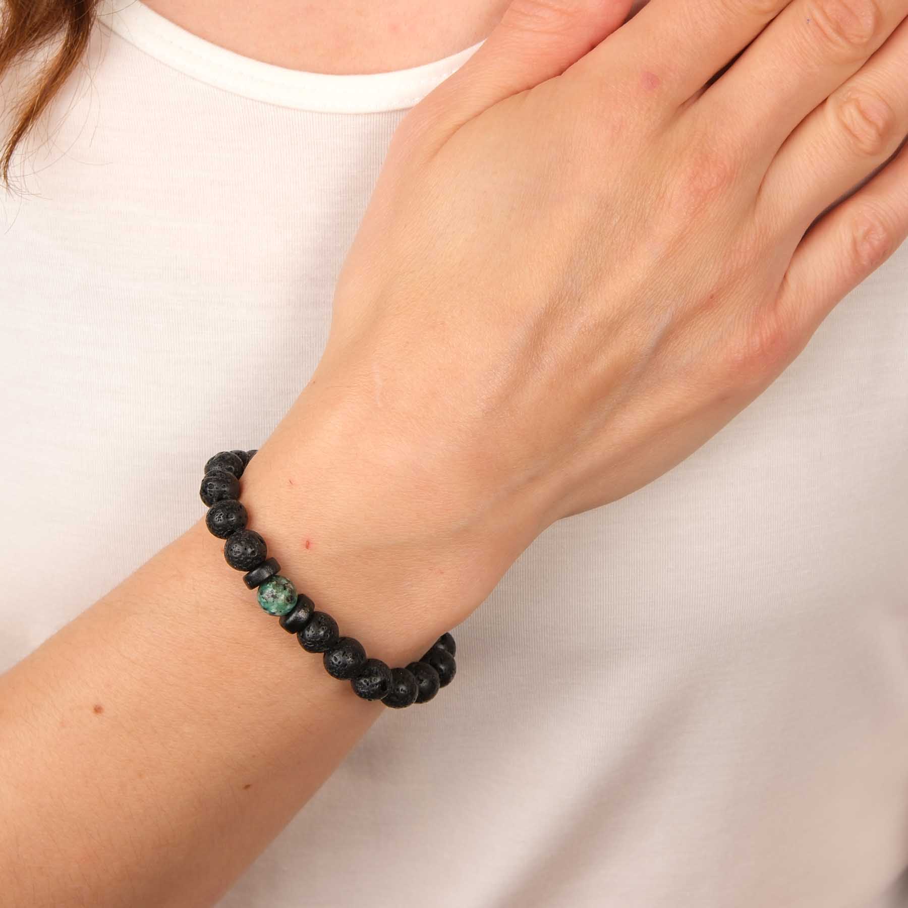 Edelstein Armband Volcano aus Lavastein und Holz
