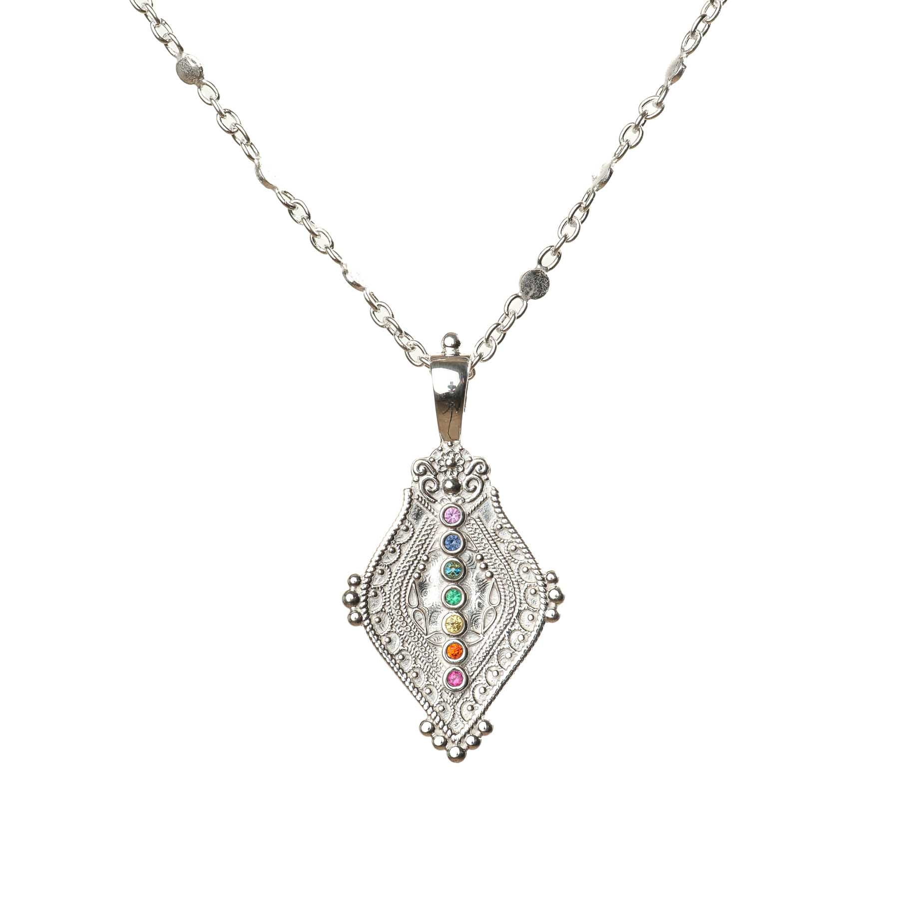 Chakra Halskette silber