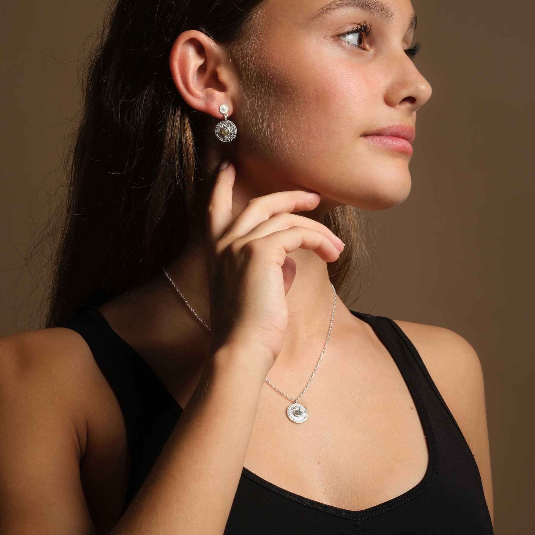 Ohrhänger Mandala Love mit Labradorit silber