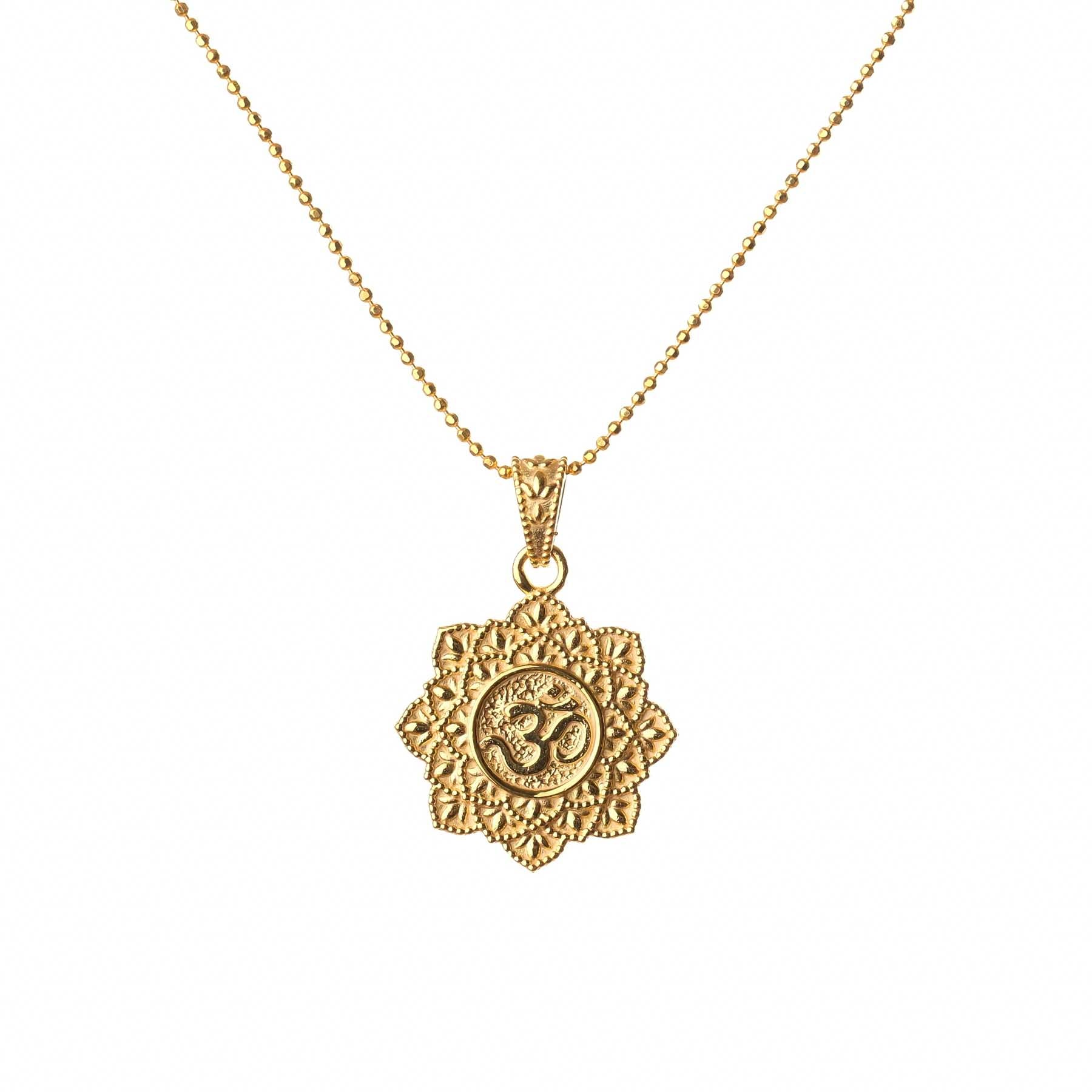 Collier Mandala OM en argent sterling 925 plaqué or