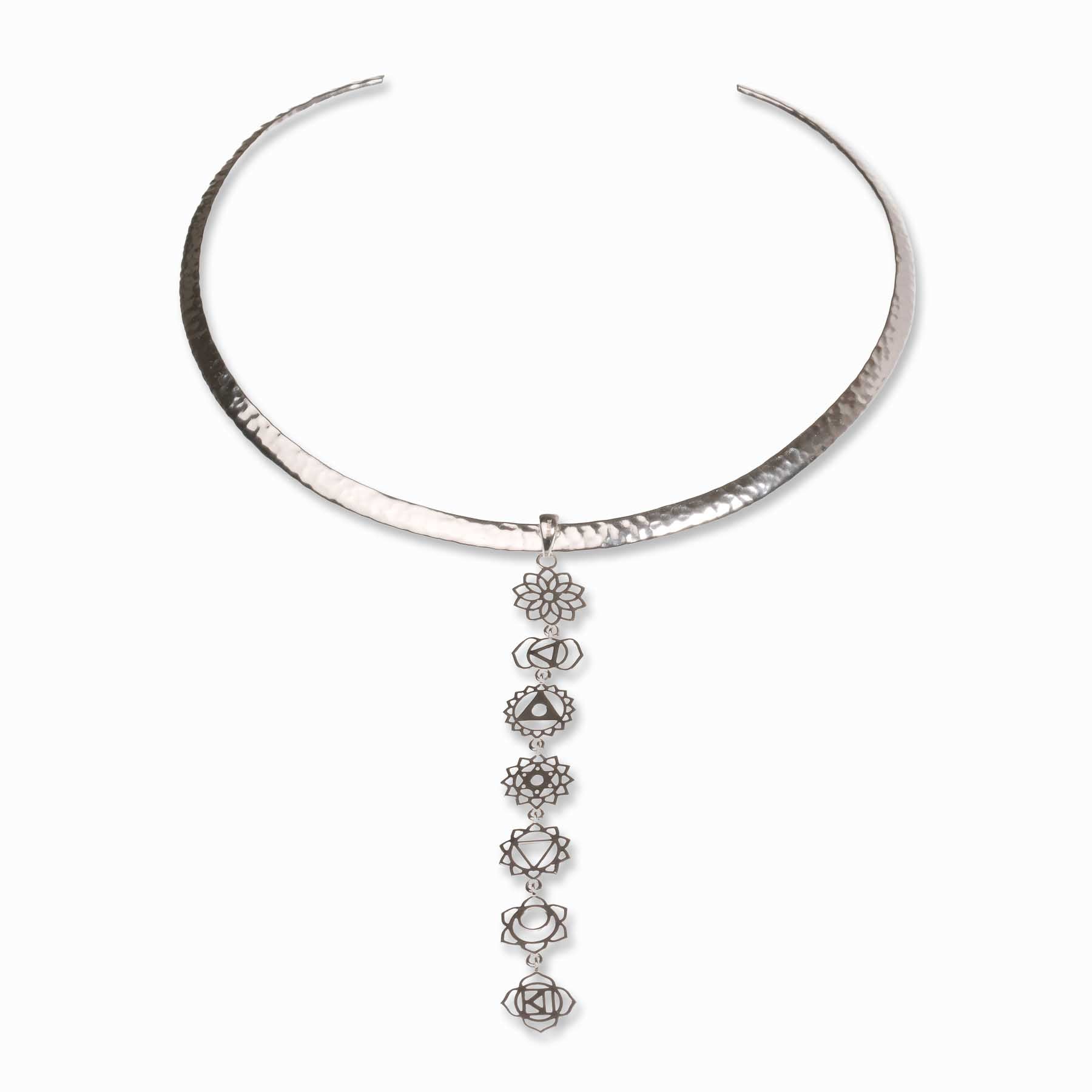 Pendentif 7 chakras sanskrit argent
