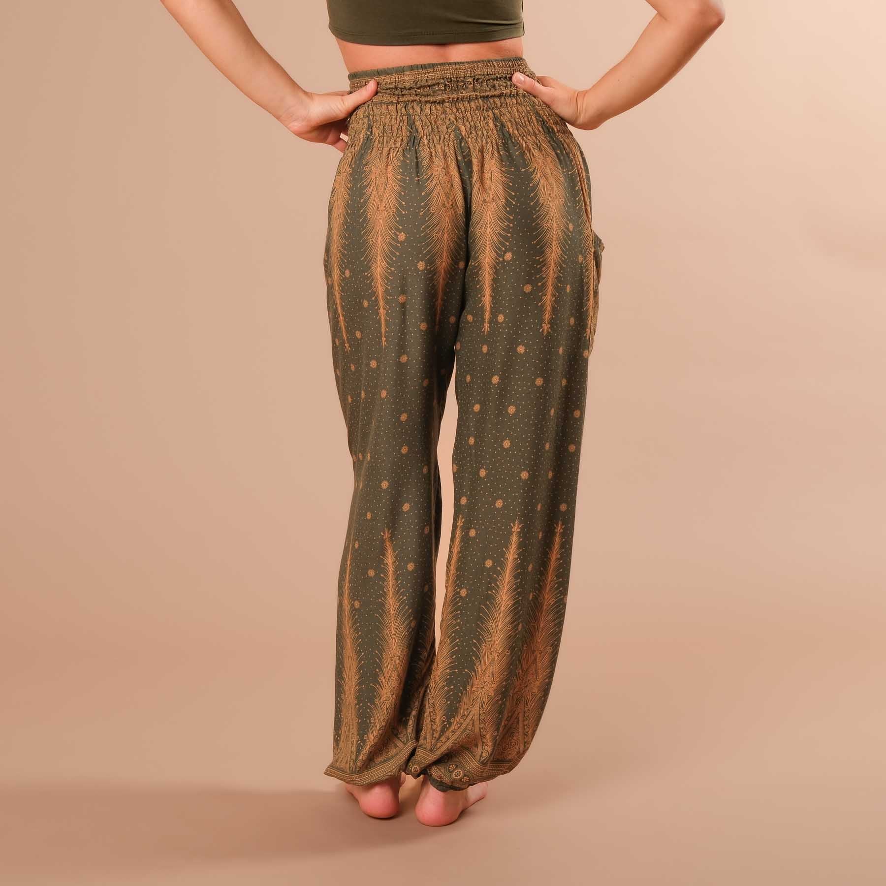 Haremshose, Pluderhose für Yoga und Freizeit Bohemian olive