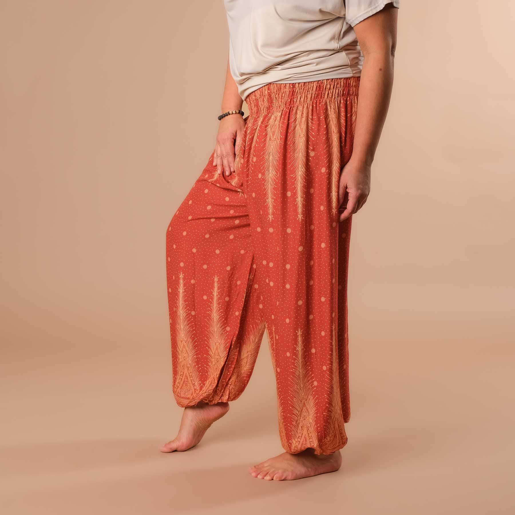 Haremshose, Pluderhose für Yoga und Freizeit Bohemian orange