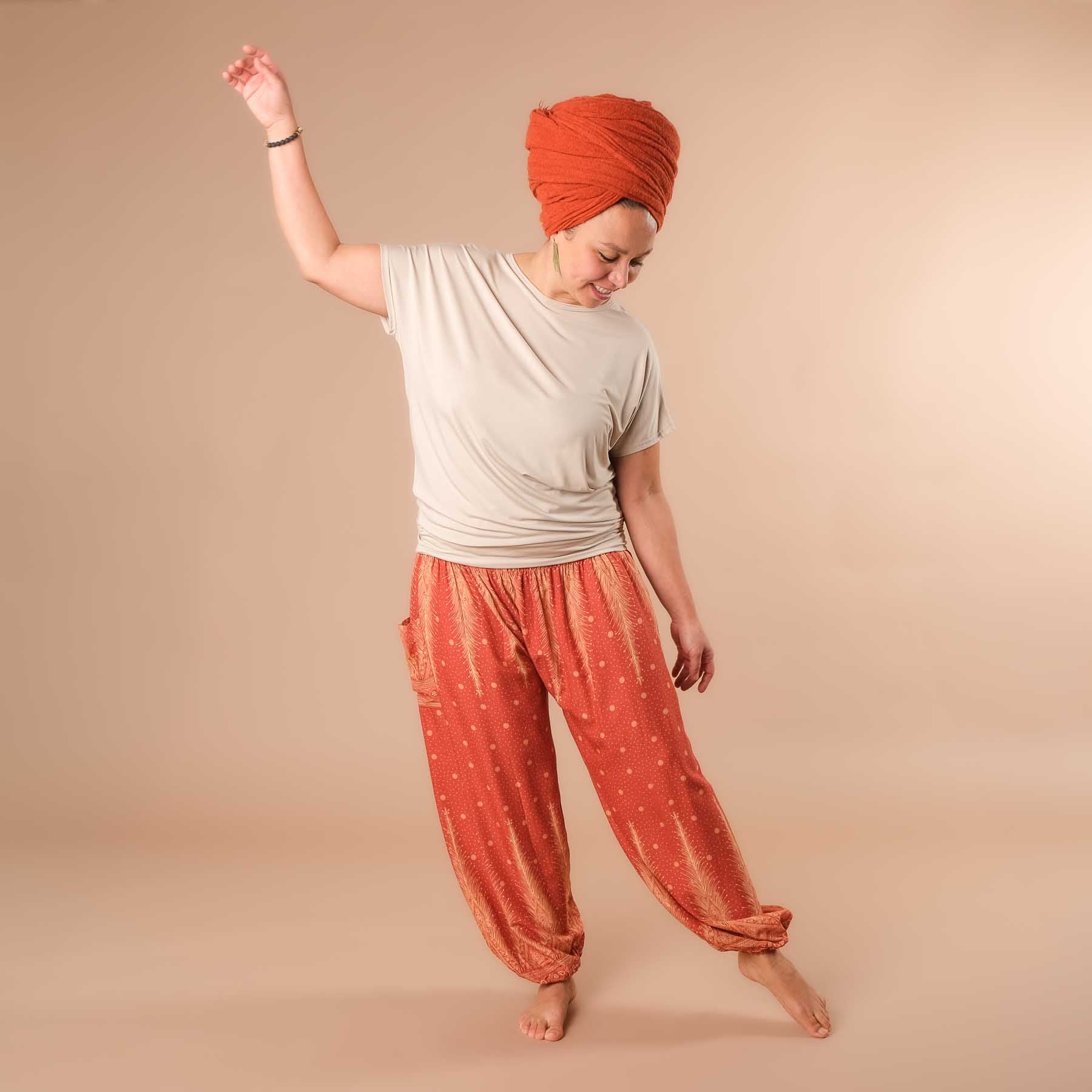 Haremshose, Pluderhose für Yoga und Freizeit Bohemian orange
