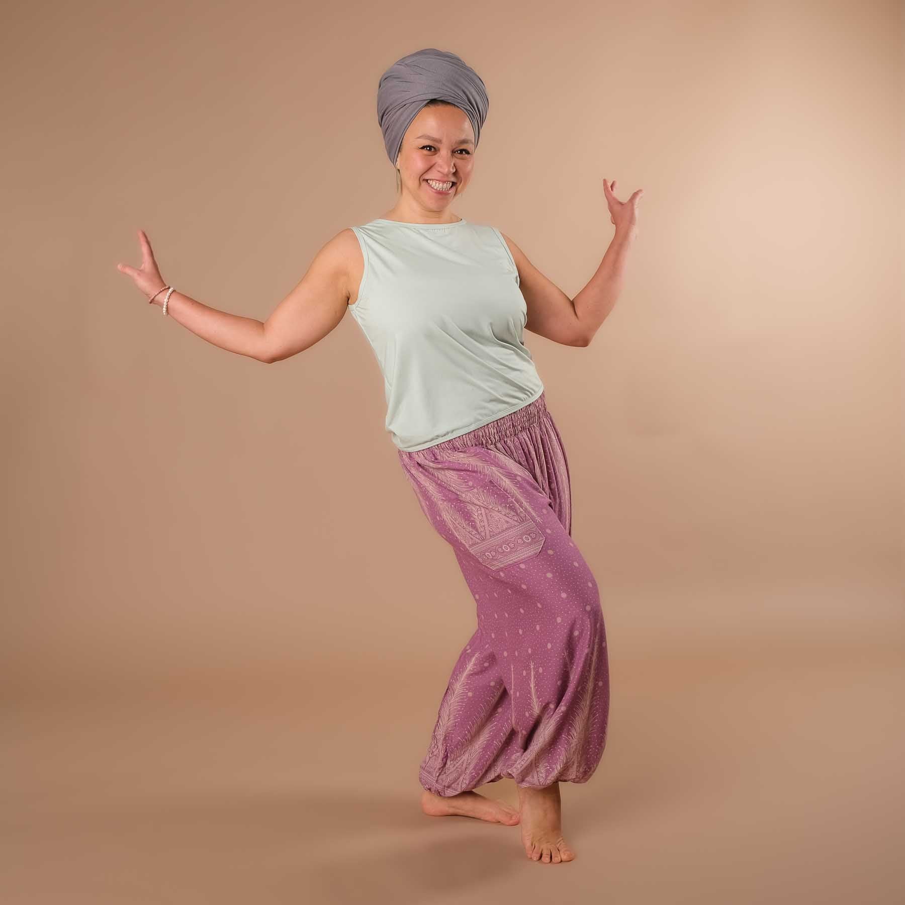 Haremshose, Pluderhose für Yoga und Freizeit Bohemian lila