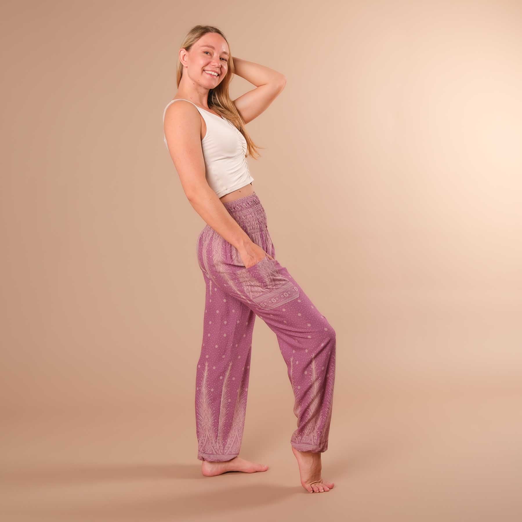 Haremshose, Pluderhose für Yoga und Freizeit Bohemian lila