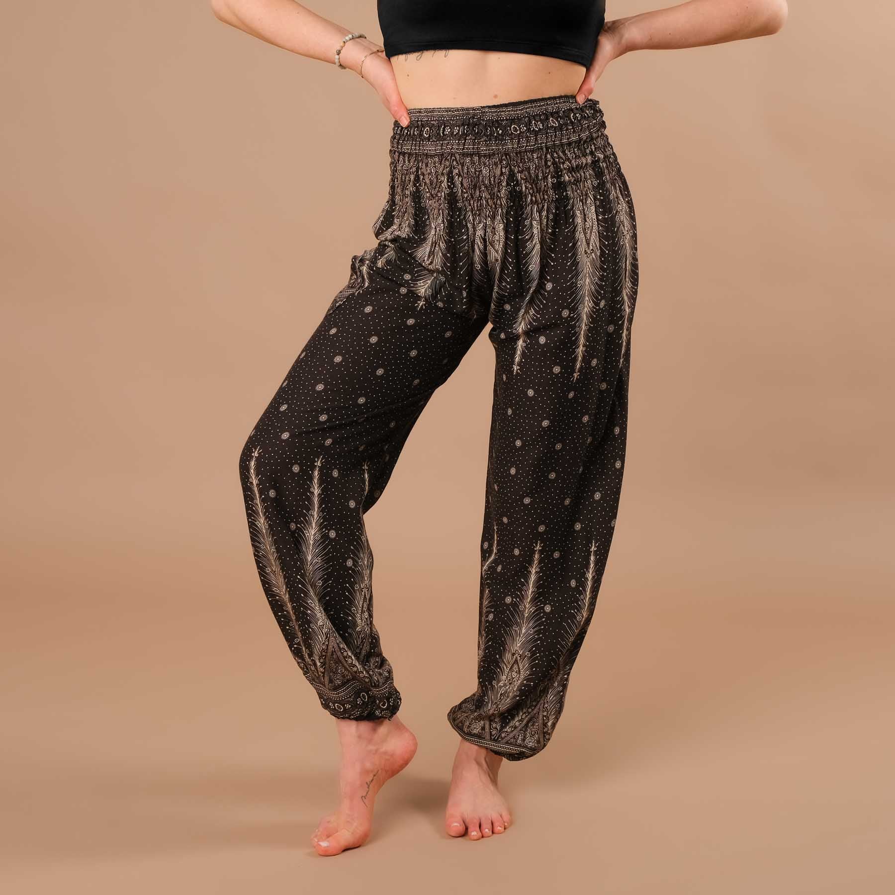 Haremshose, Pluderhose für Yoga und Freizeit Bohemian schwarz