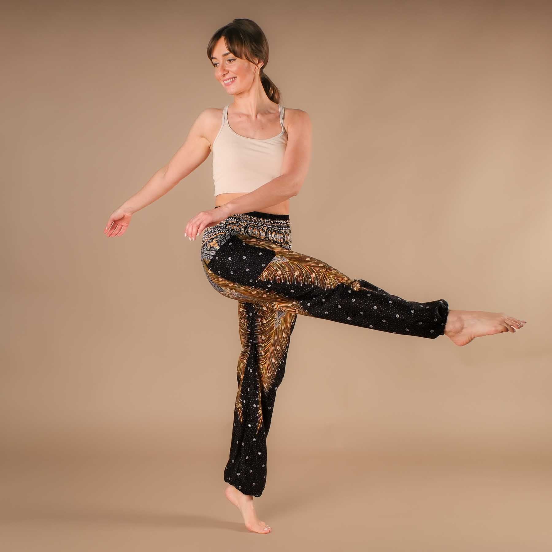 Yoga Haremshose Feather schwarz