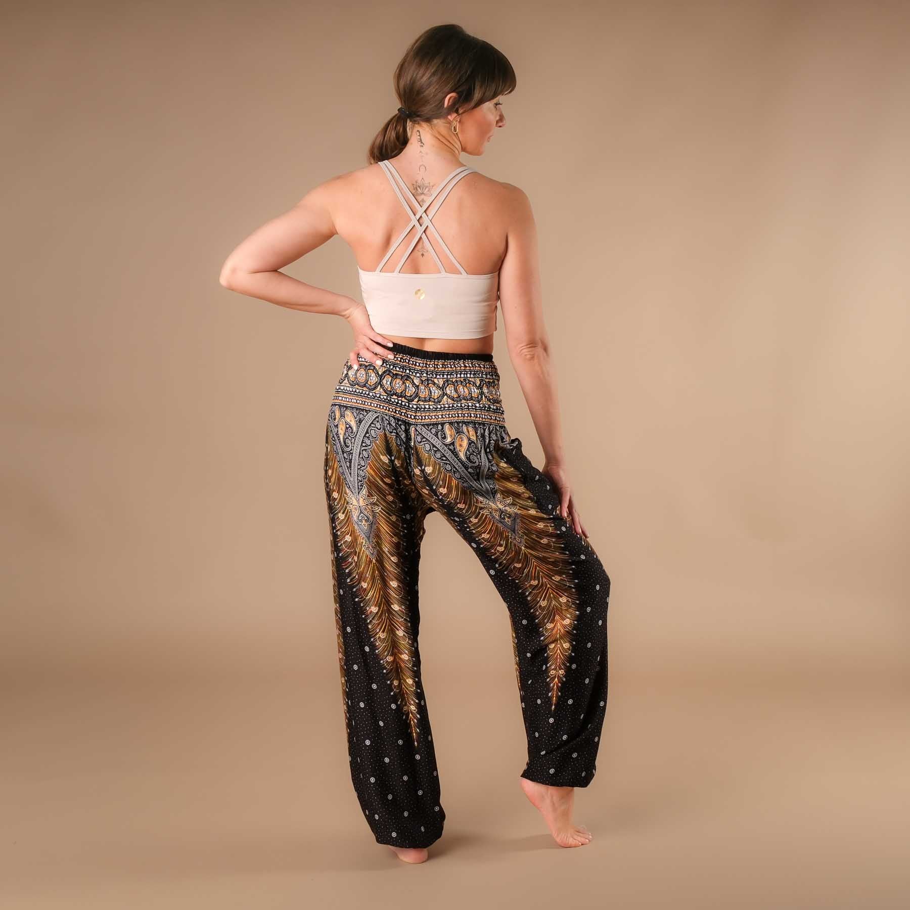 Yoga Haremshose Feather schwarz