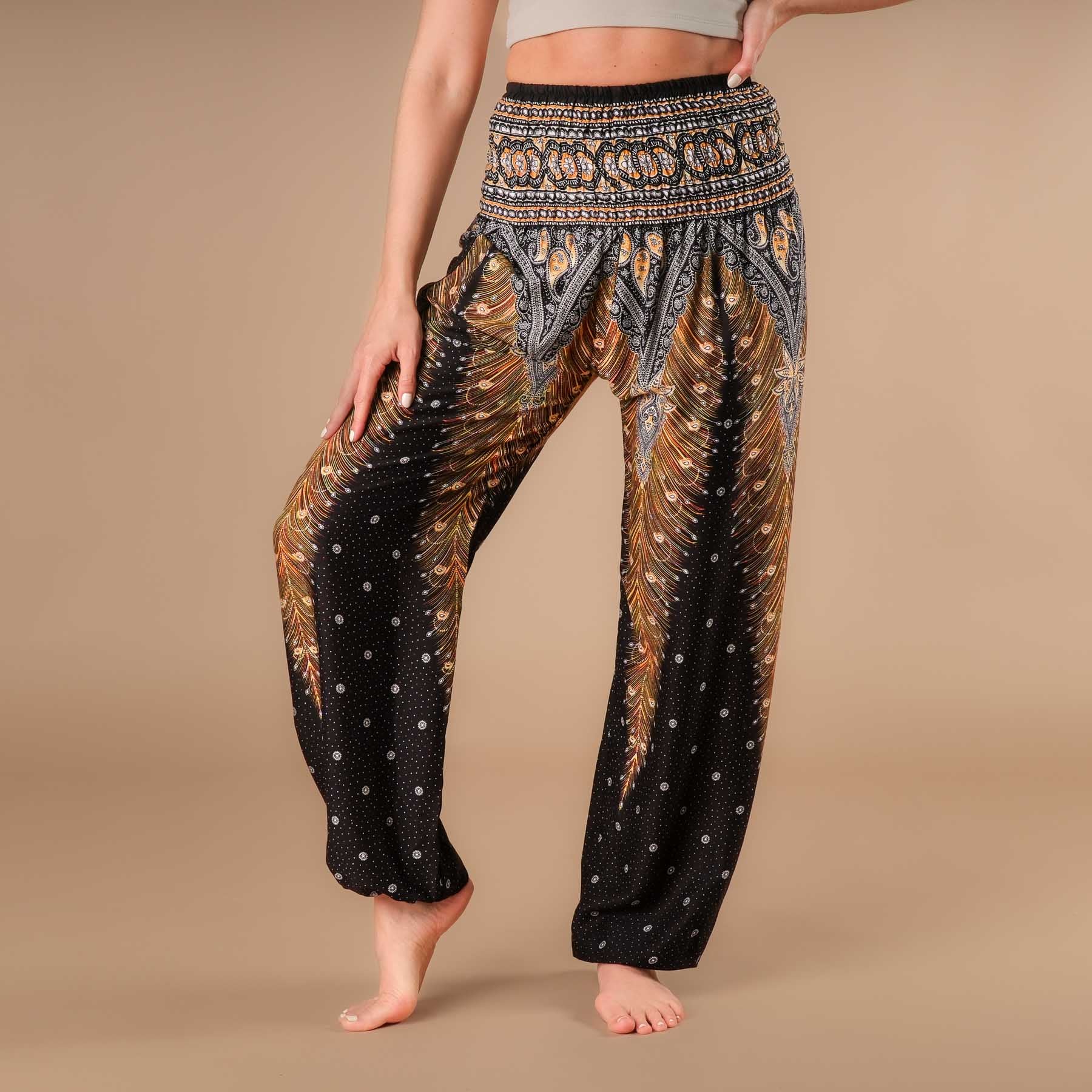 Yoga Haremshose Feather schwarz