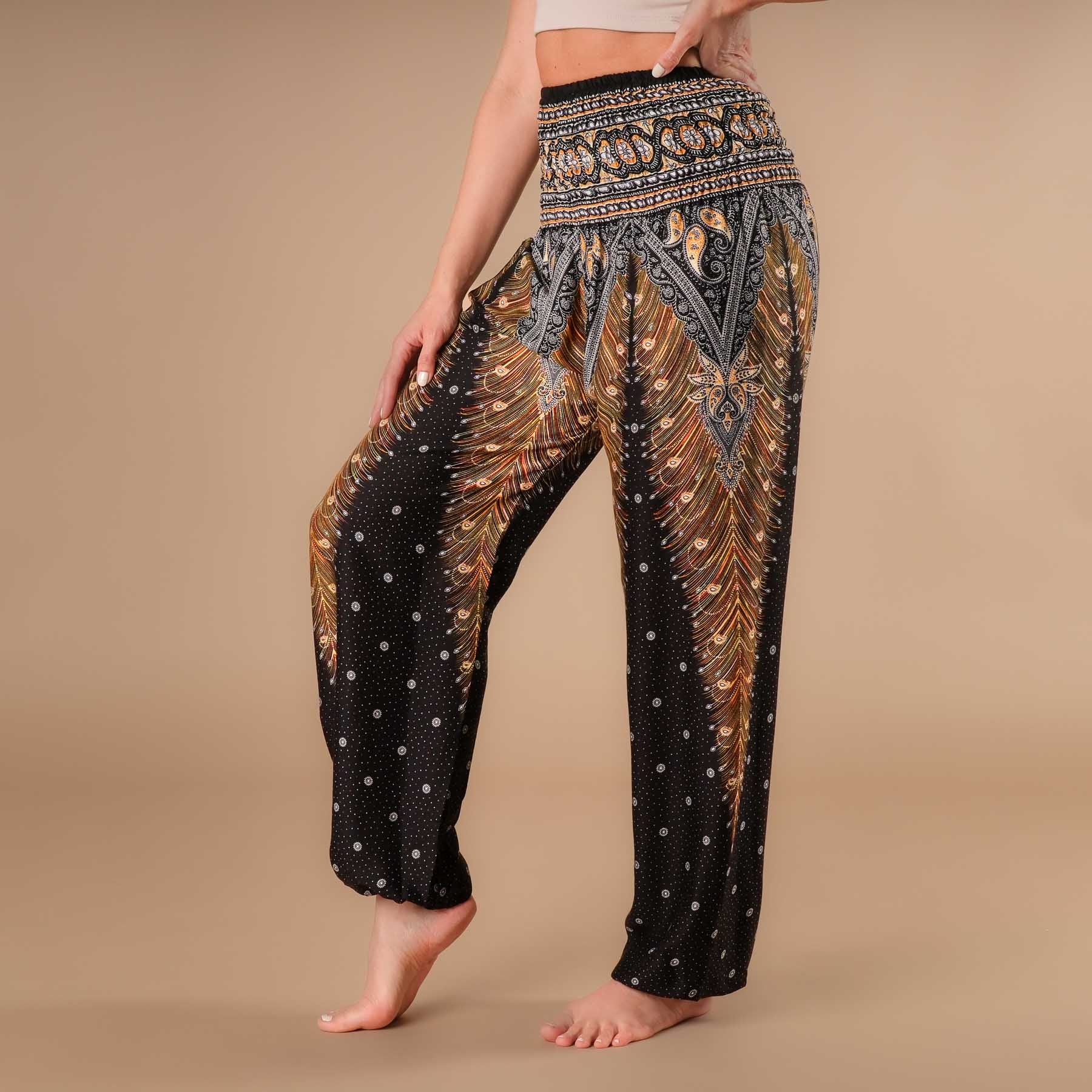 Yoga Haremshose Feather schwarz