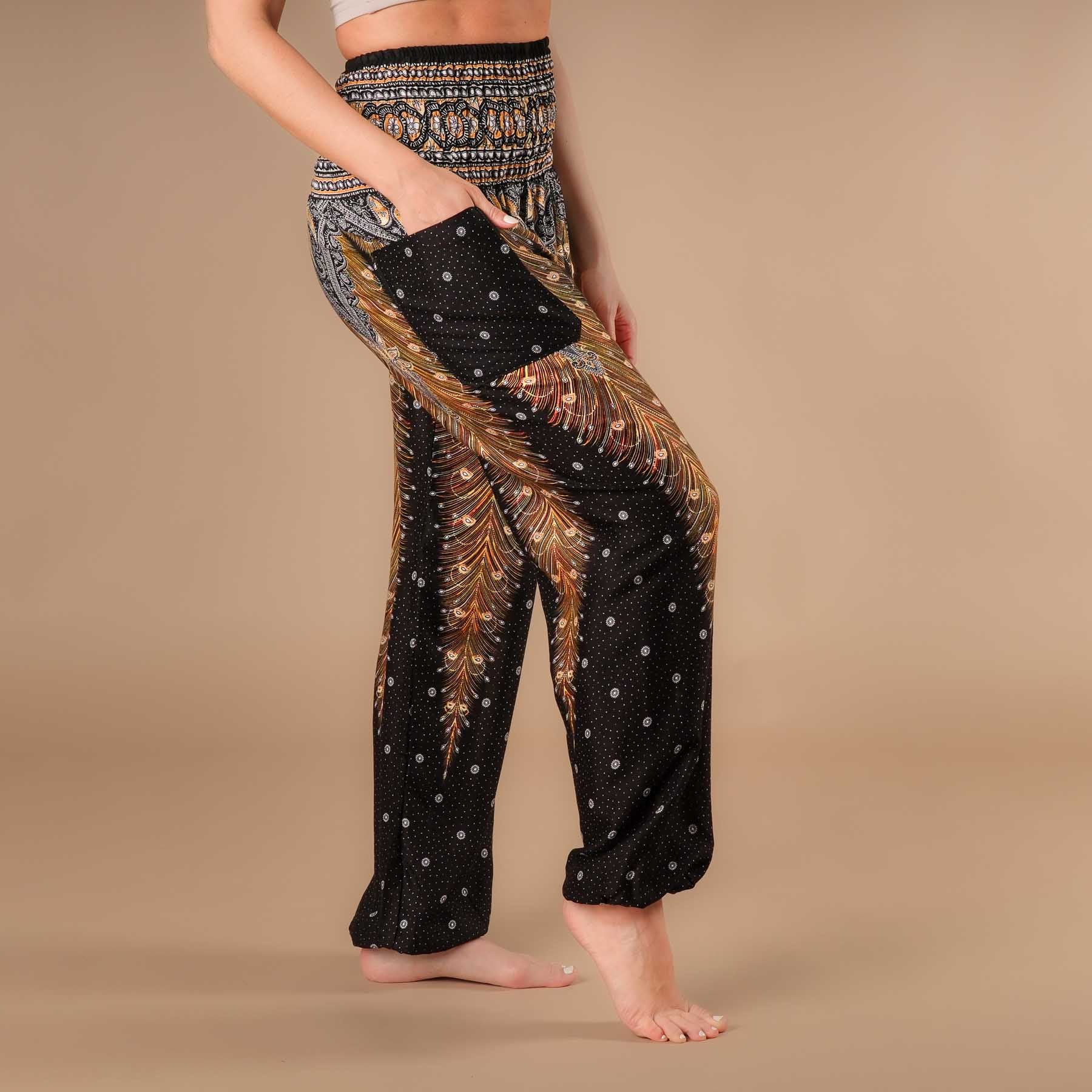 Yoga Haremshose Feather schwarz