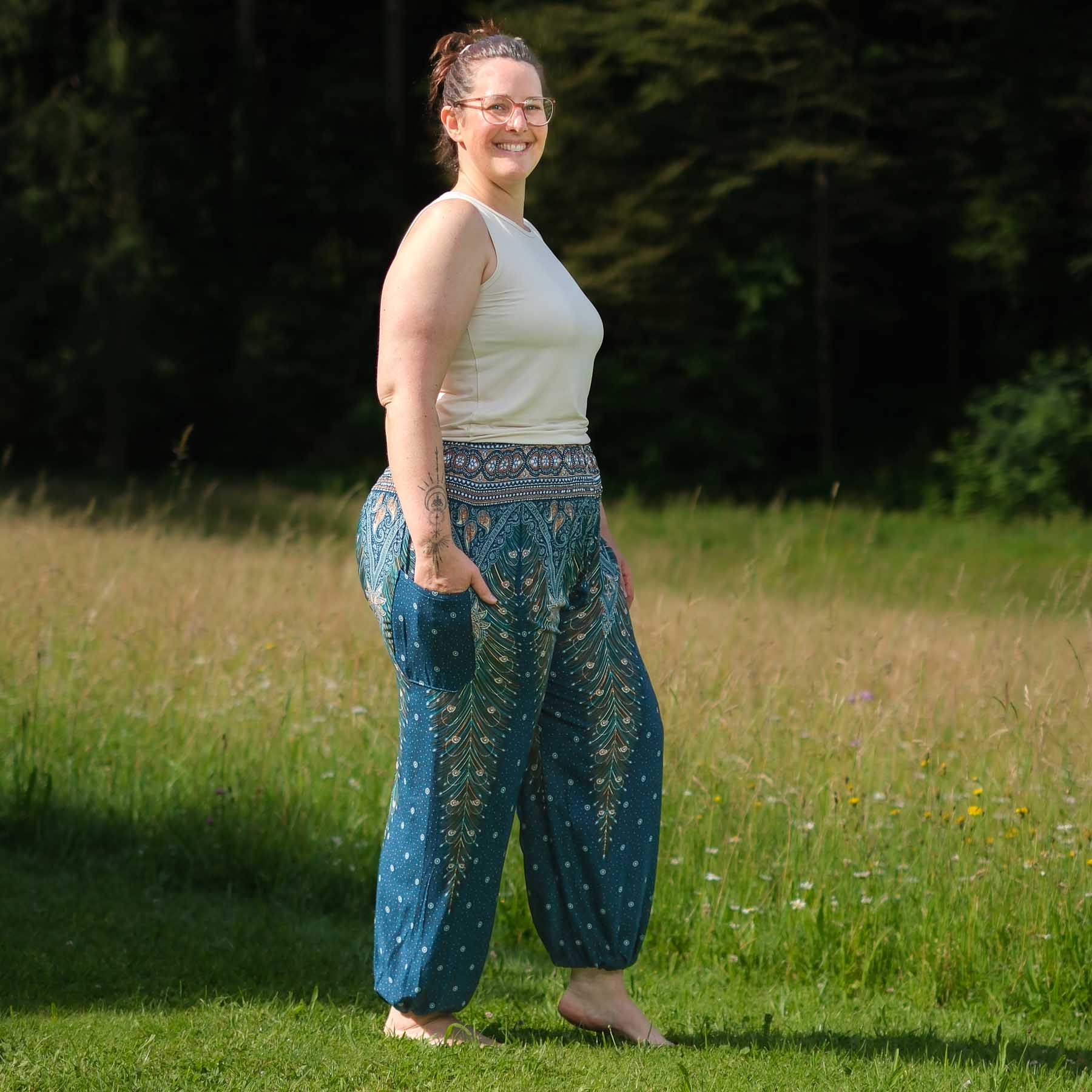Yoga Haremshose Feather türkis