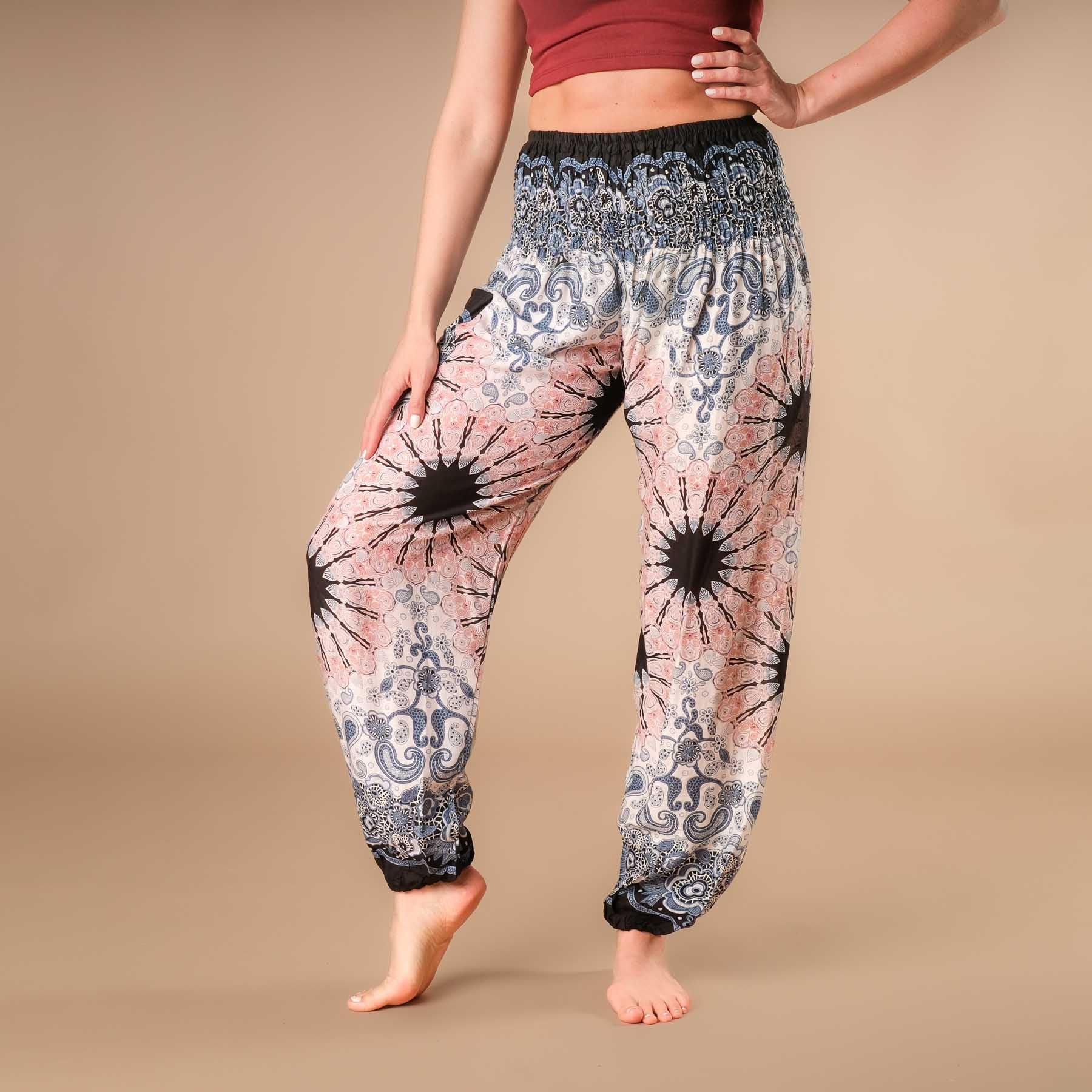 Yoga Haremshose Boho Pants Mandala weiss