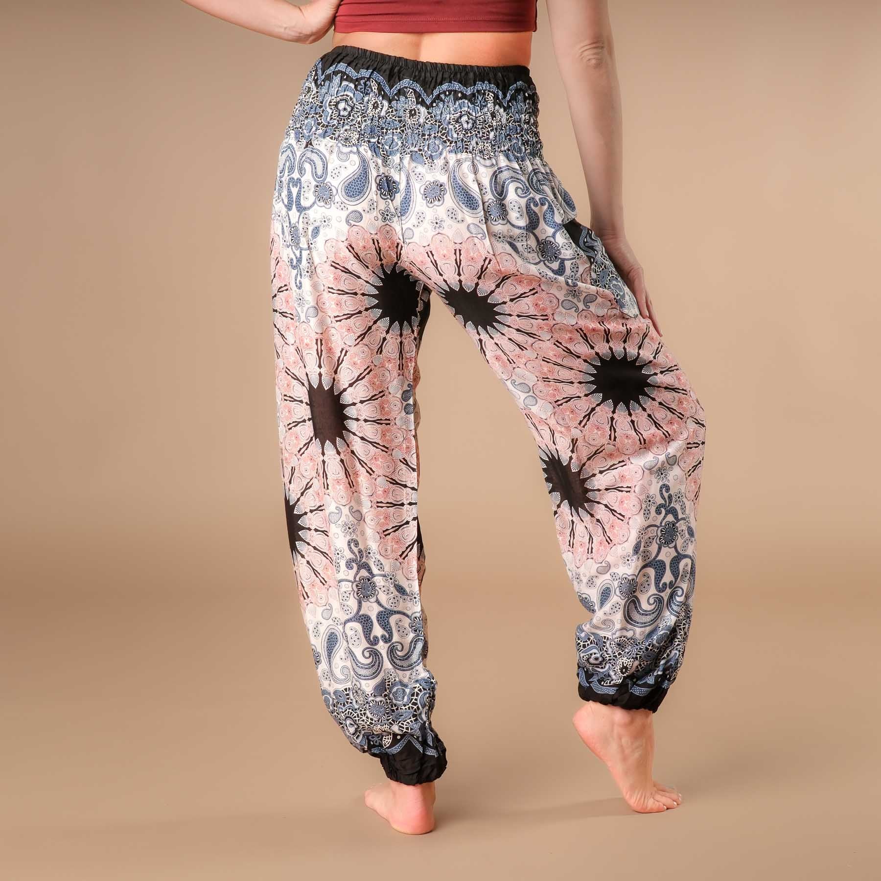 Yoga Haremshose Boho Pants Mandala weiss