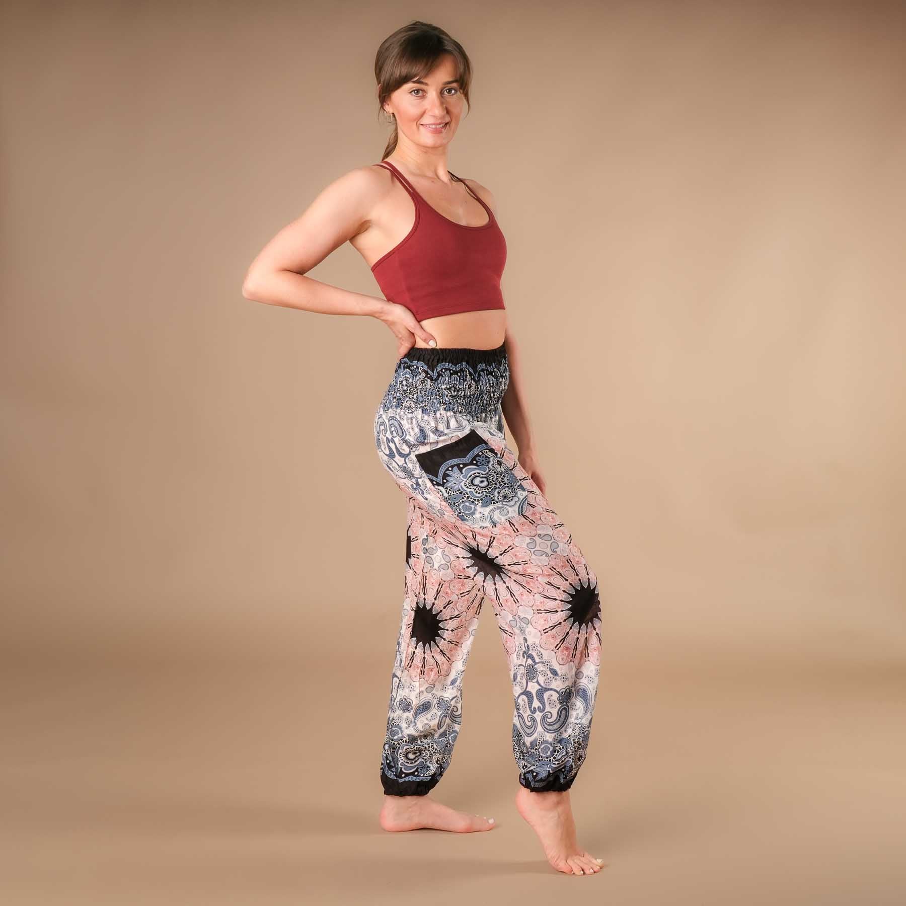 Yoga Haremshose Boho Pants Mandala weiss
