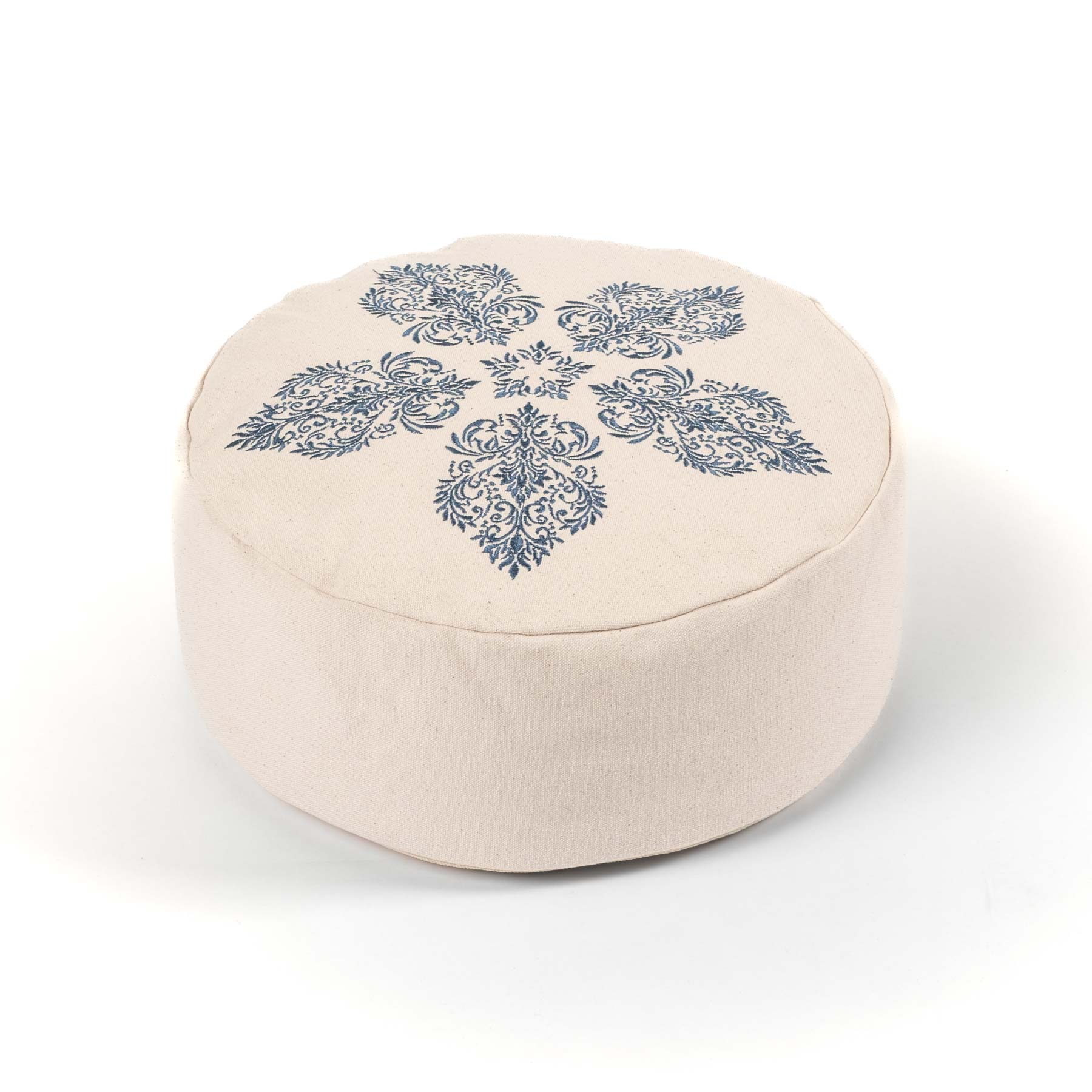 Meditationskissen rund Fleur-de-Lys blau