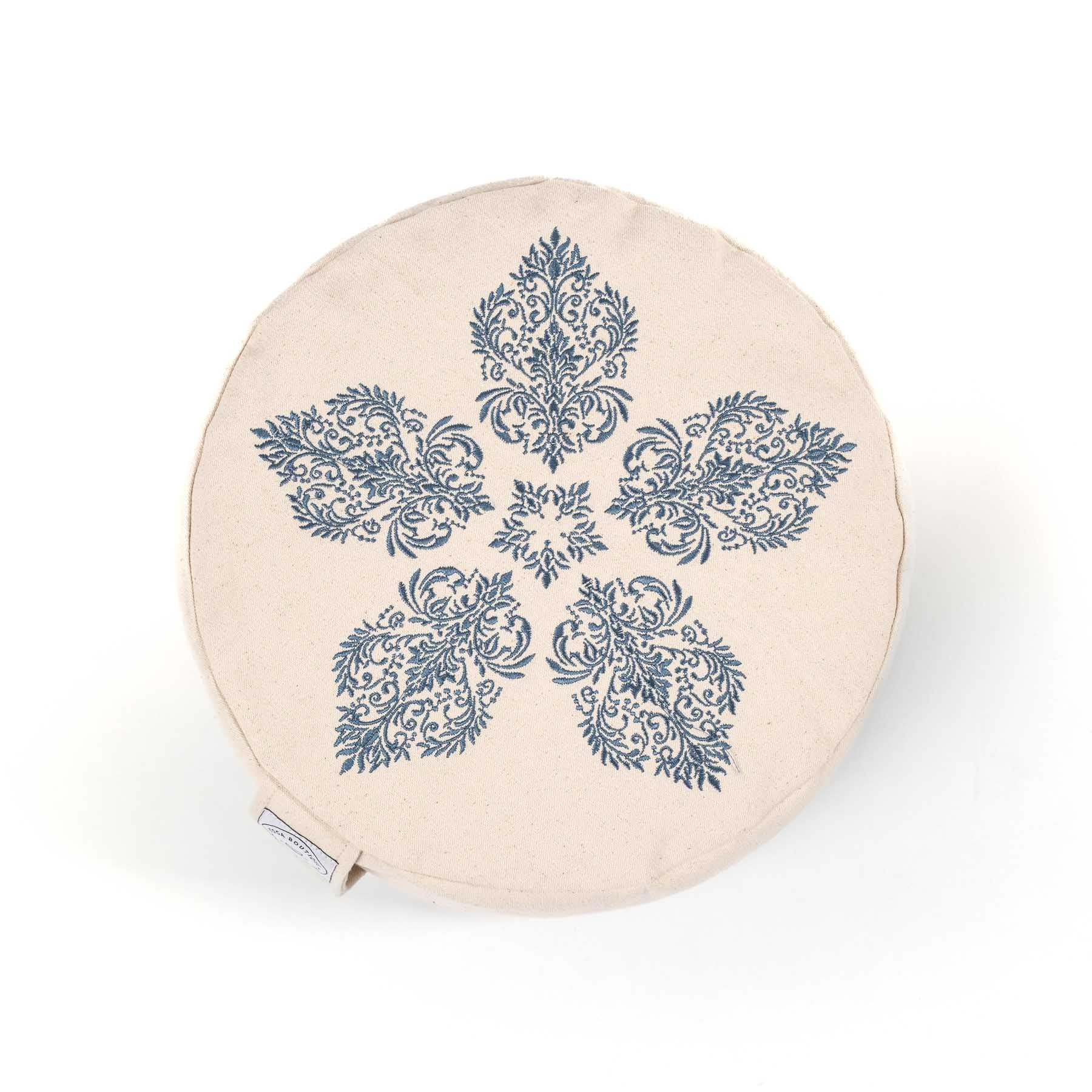 Meditationskissen rund Fleur-de-Lys blau