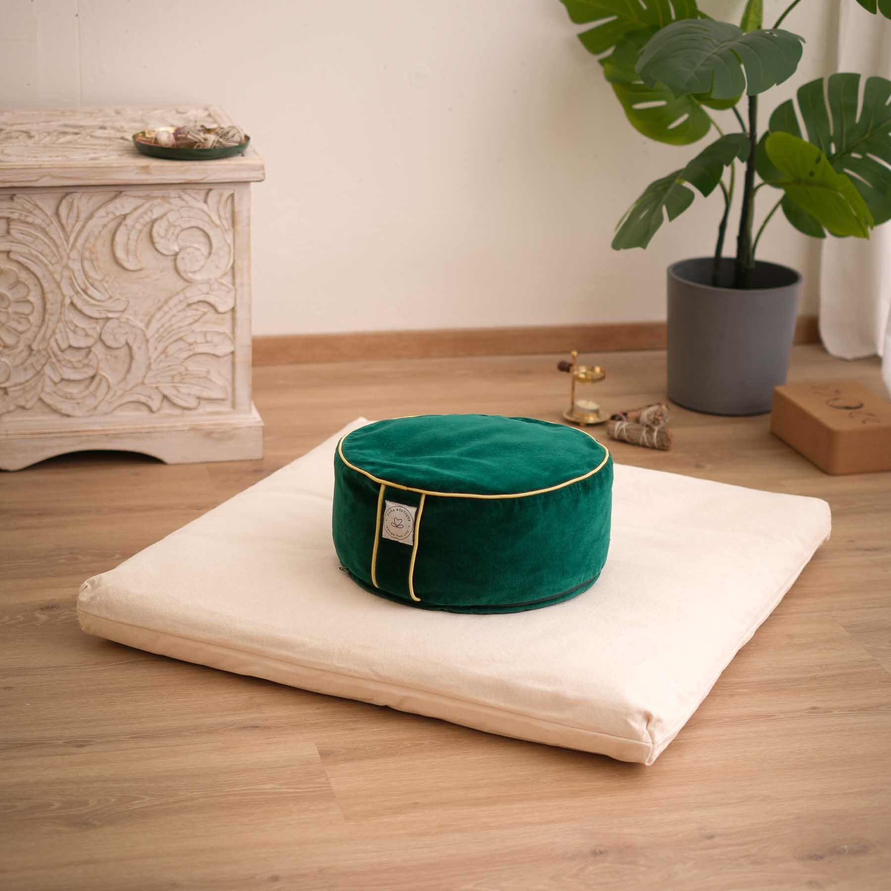 Meditationskissen Samt rund uni irish-green