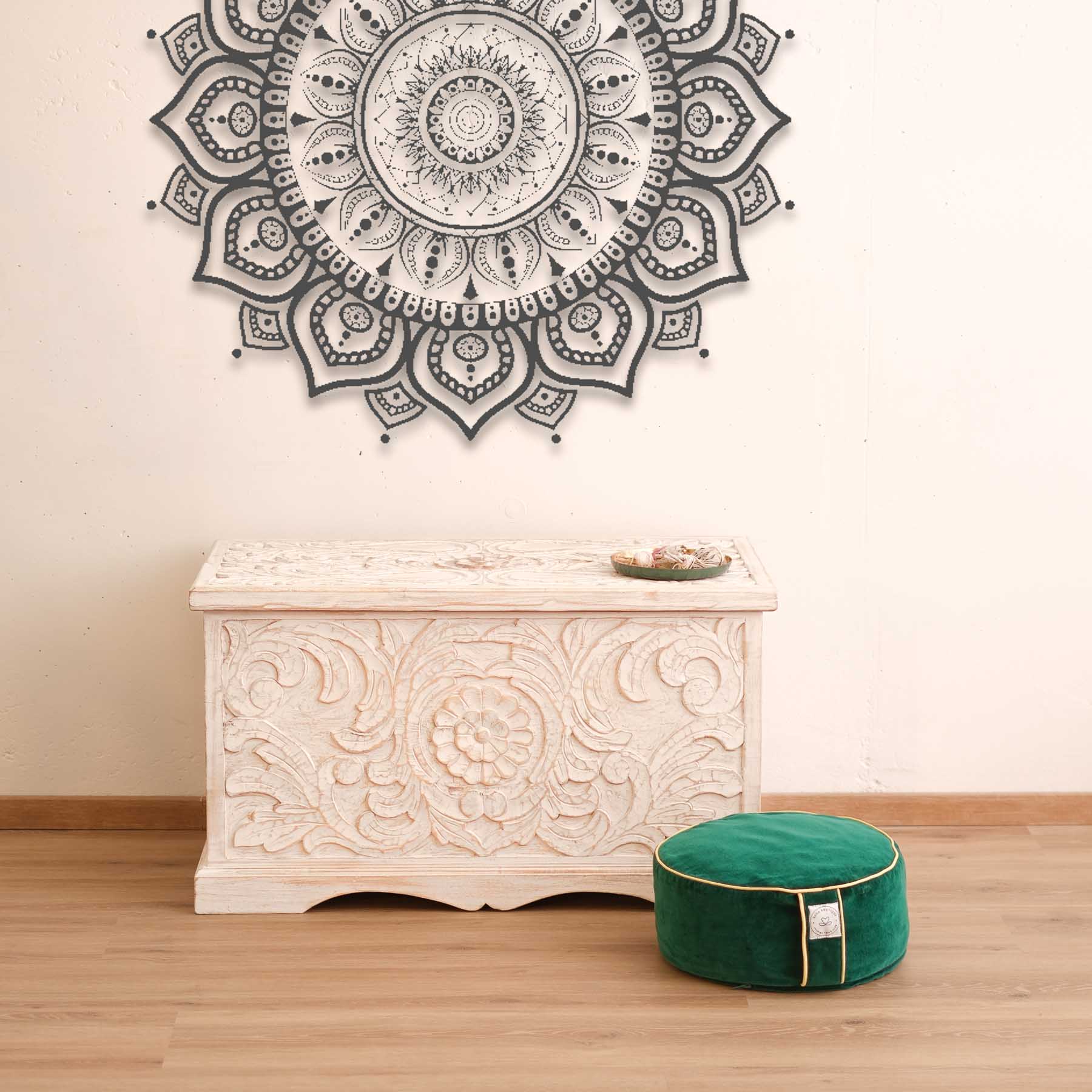 Meditationskissen Samt rund uni irish-green
