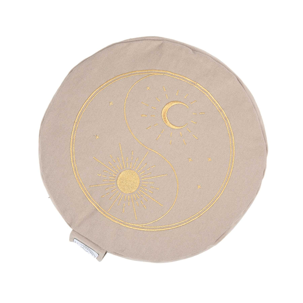Coussin de méditation rond Yin Yang, brodé d'or, couleur sable